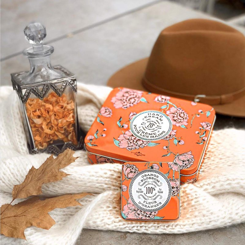 La Chatelaine Hand Cream Trio Tin, Gifts for Mom, Natural Hand Lotion Gift Set, Made in France 20% Organic Shea Butter (Gardenia, Cinnamon Orange, Passion Fruit or Orange, Oud Rose) 3 x 1 fl. oz