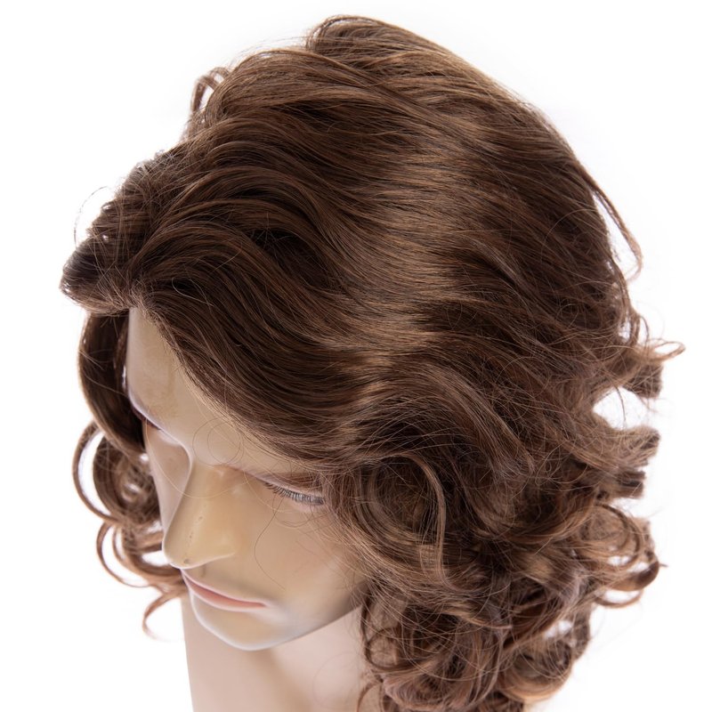 Beweig Brown Wig for Men Long Curly Wavy Synthetic Halloween Costume Party Wig for Male
