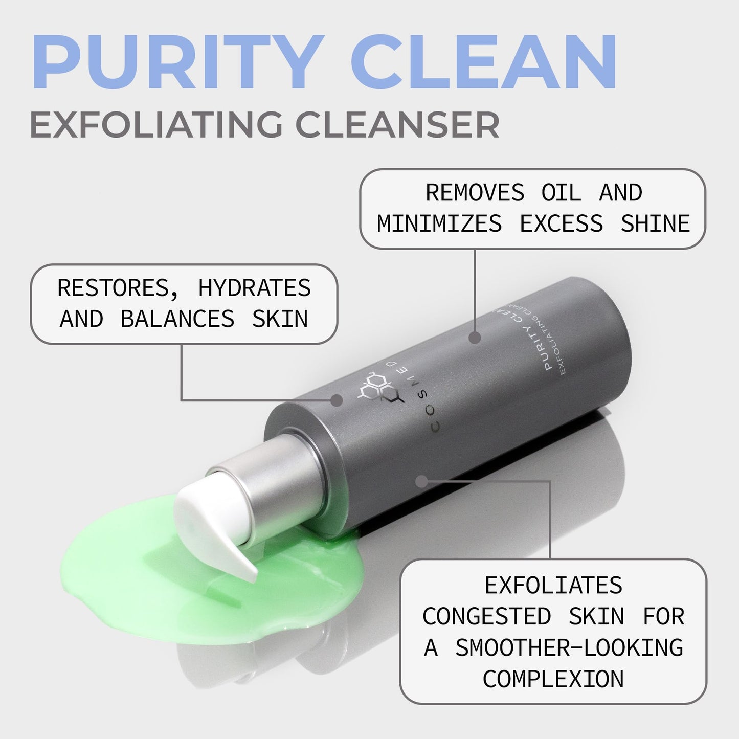 COSMEDIX Purity Clean Exfoliating Facial Cleanser – Moisture-Rich Rejuvenating Face Wash for Fine Lines & Uneven Skin Tone – Essential Oils for Radiant, Even Complexion – 150 ml / 5 fl oz