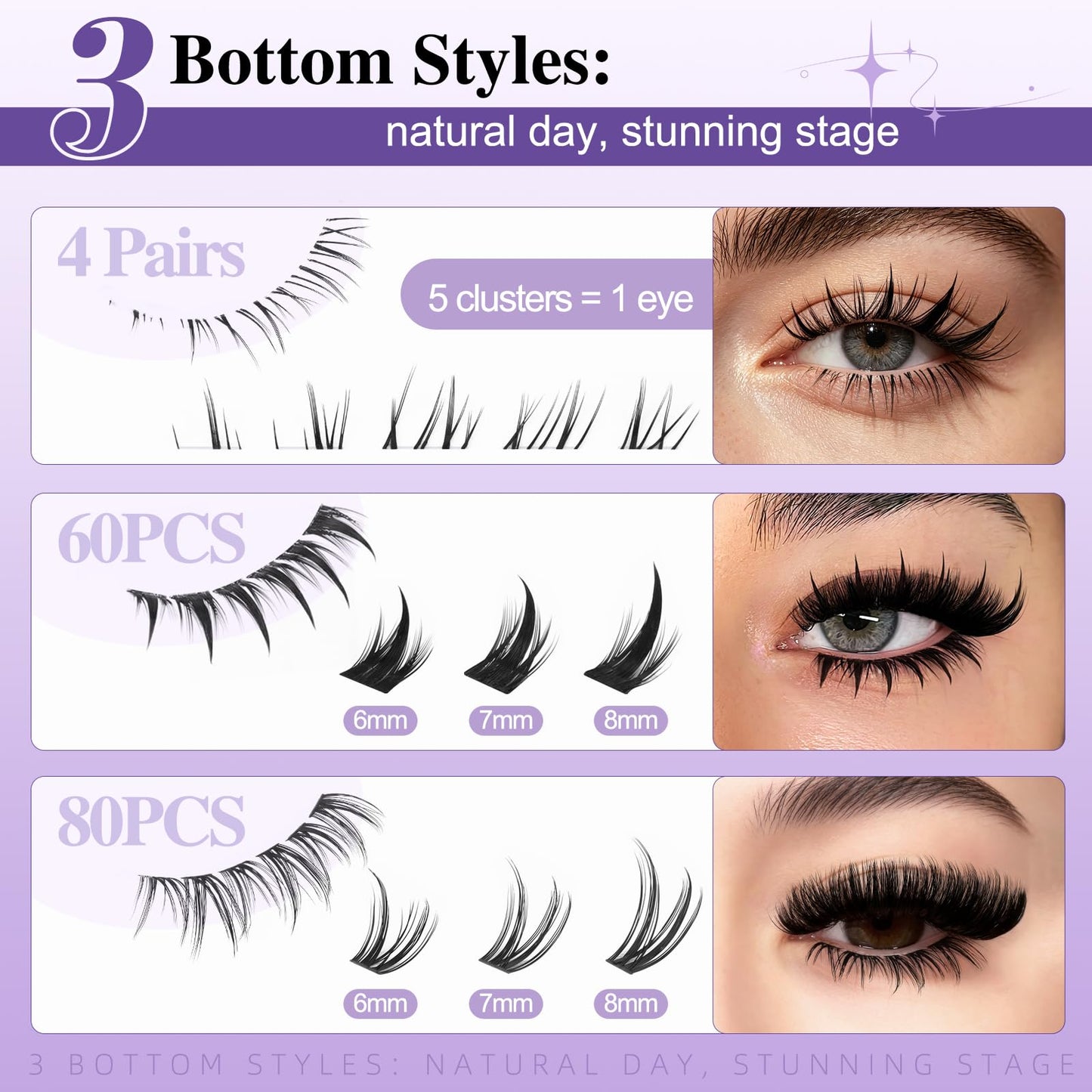 B&Q Volume Lash Clusters Kit 280PCS Lash Extension Kit Thick 3D Wispy DIY Eyelash Extension Set with Individual Lashes, Lash Bond and Remover,Tweezers(150D)
