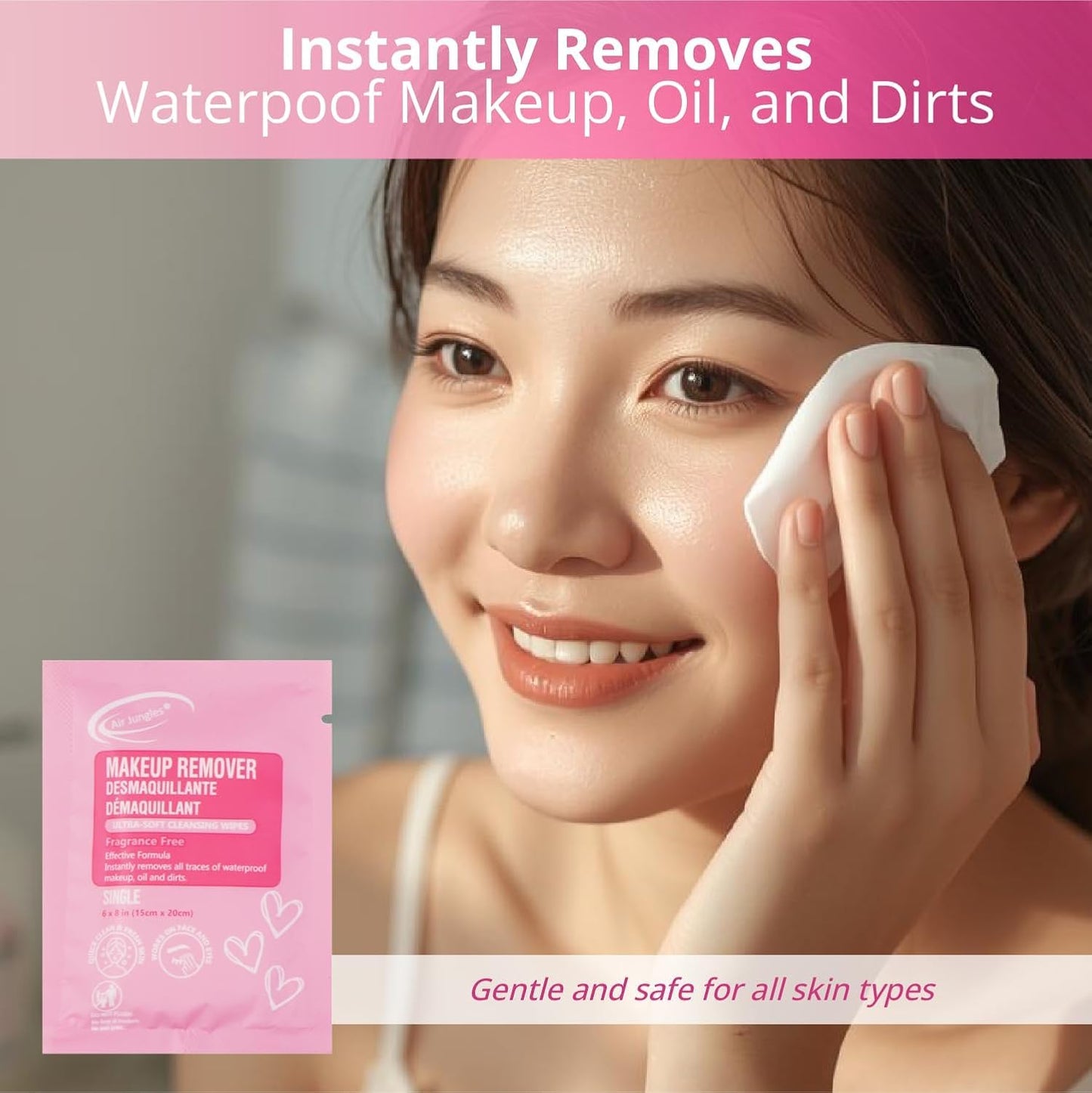 Air Jungles Bulk Makeup Remover Wipes 250 Ct, Individually Wrapped