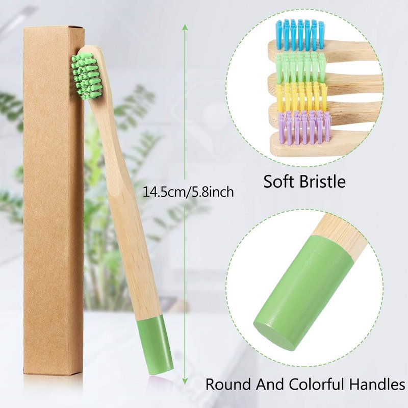 Kids Bamboo Toothbrush Set - 10 Natural Soft Bristle Wooden Brushes for Toddlers & Adults | BPA-Free, Eco-Friendly Travel Size