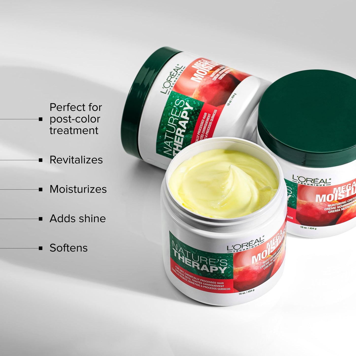 L'Oréal Technique Nature's Therapy Mega Moisture Hair Mask - Deep Conditioning & Detangling Crème, Softens and Adds Hair Shine With Botanical Extracts, For All Hair Types