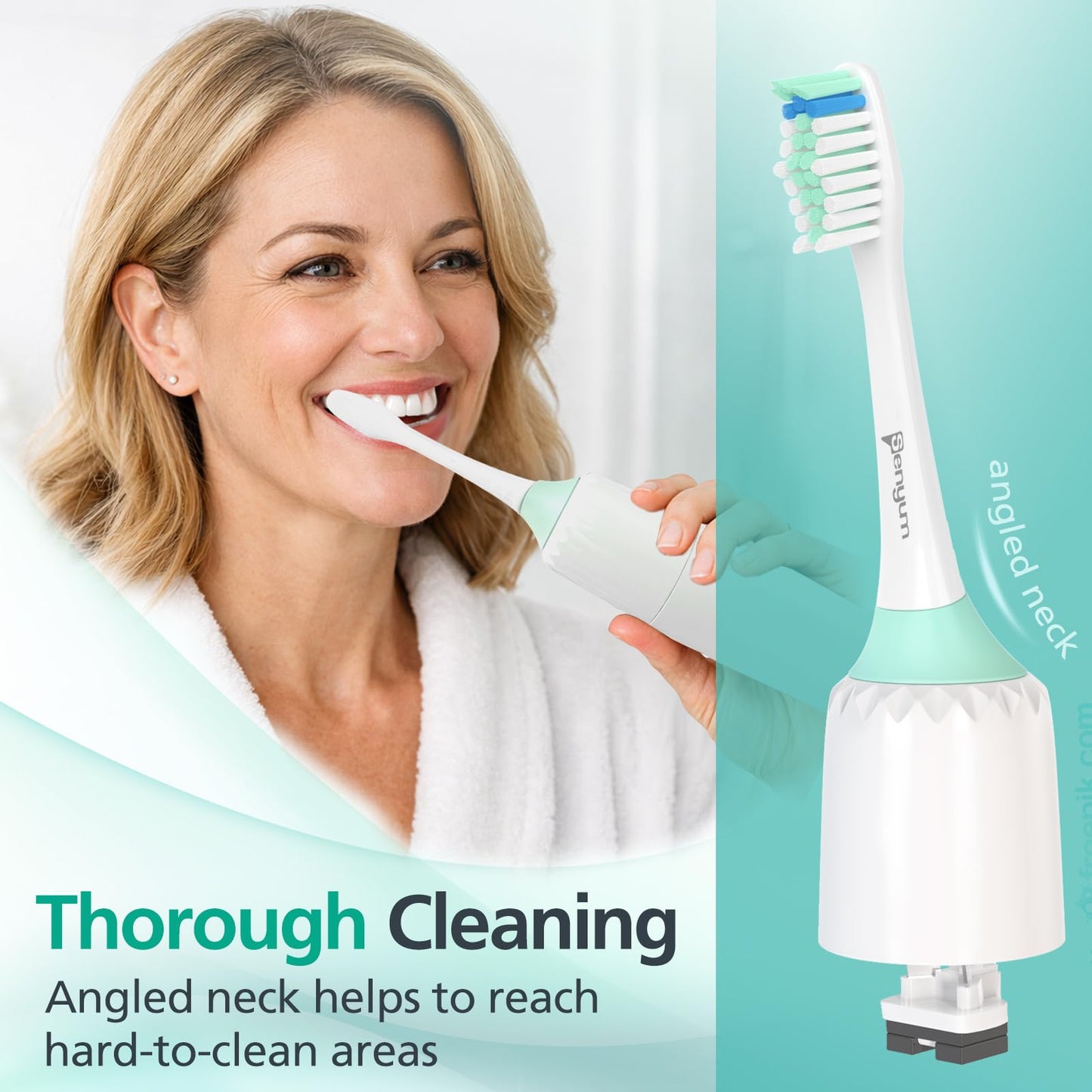 Senyum Toothbrush Heads for Philips Sonicare Replacement Heads E-Series, Essence, Xtreme, Elite, Advance and CleanCare Screw-On Electric Handles, Brush Heads for Philip Sonic Care, 6 Pack