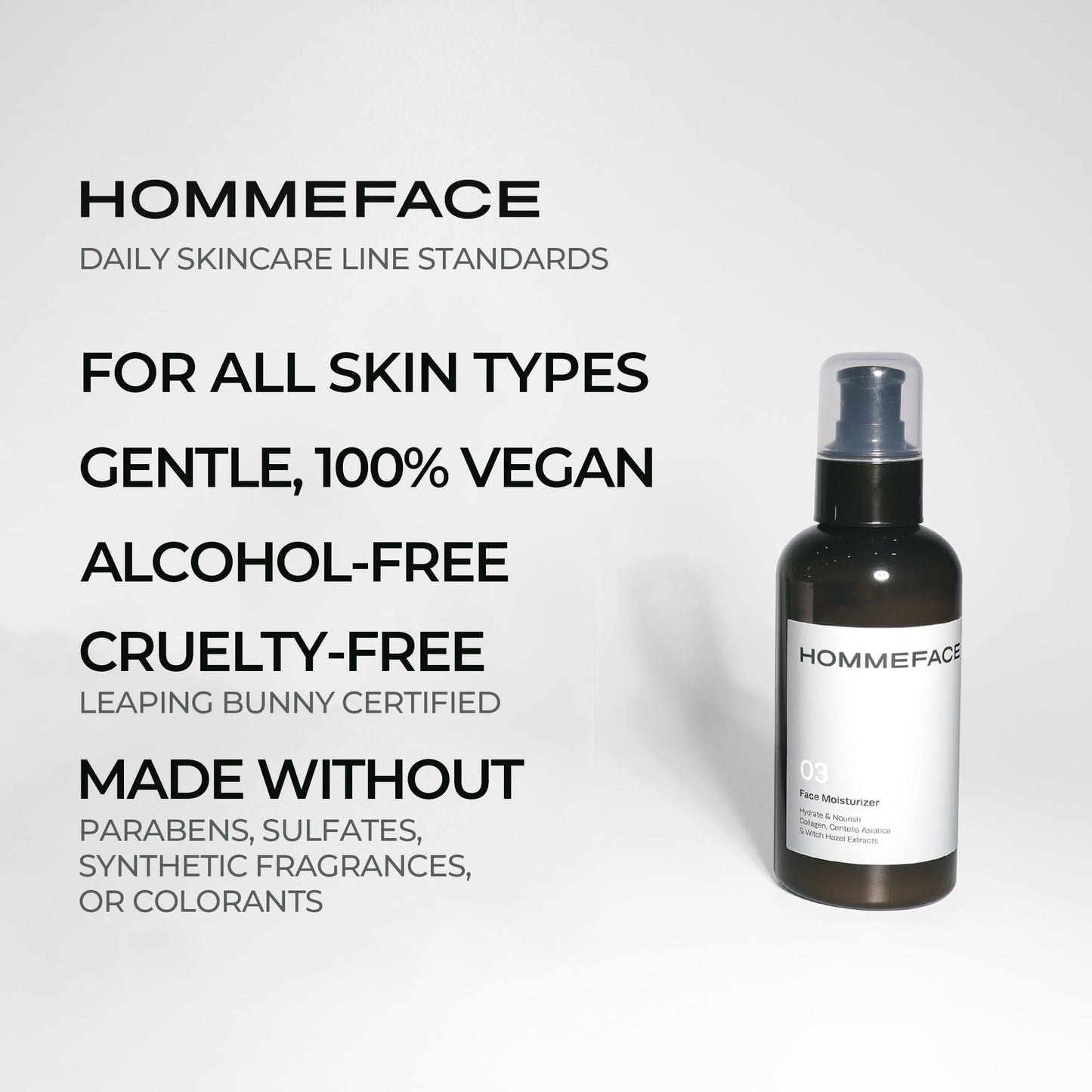 HommeFace Men’s Daily Face Moisturizer, 5.07 fl. oz. - Hydrating & Nourishing Facial Lotion - Korean Skincare Technology with Collagen, Witch Hazel & Cica Extracts