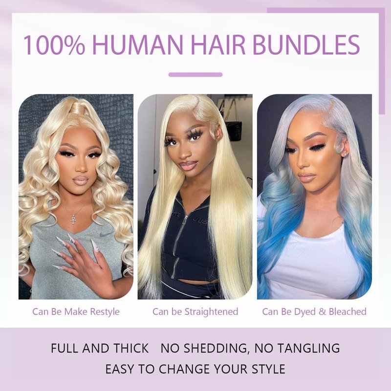 613 Blonde Bundles Human Hair Body Wave Single Bundle 18 Inch 12A Grade 100% Unprocessed Human Hair Brazilian Virgin Hair Weave 613 Body Wave Bundles Machine Double Weft 100G