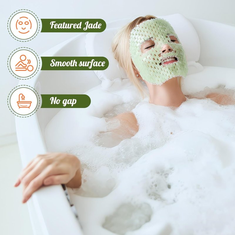 Jade Eye Mask Set - 4 Pcs Cooling Facial Massage Tools for Puffy Eyes | Light Green Jade Stone