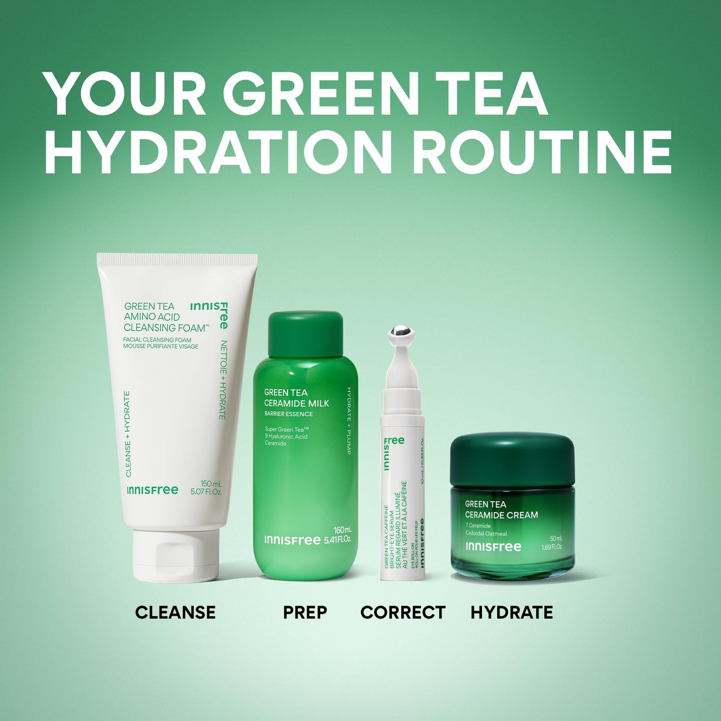 innisfree Green Tea Ceramide Cream | Hydrating Korean Rescue Cream for Acne and Dry, Sensitive, and Eczema Prone Skin | Non-Comedogenic