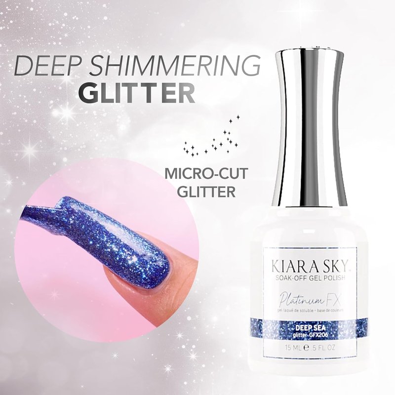 KIARA SKY LED UV Soak Off Gel - Deep Sea One Coat Foil Glitter for Stunning Nails