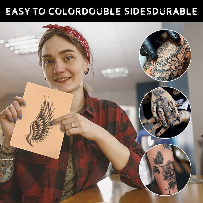 6Pcs Tattoo Skin 3MM - Lyuxzad Fake Skin Blank Tattoo Practice Skin Double Sides Fake Skins 6×8" Tattoos for Beginners and Tattoo Artists Tattoos Supplies