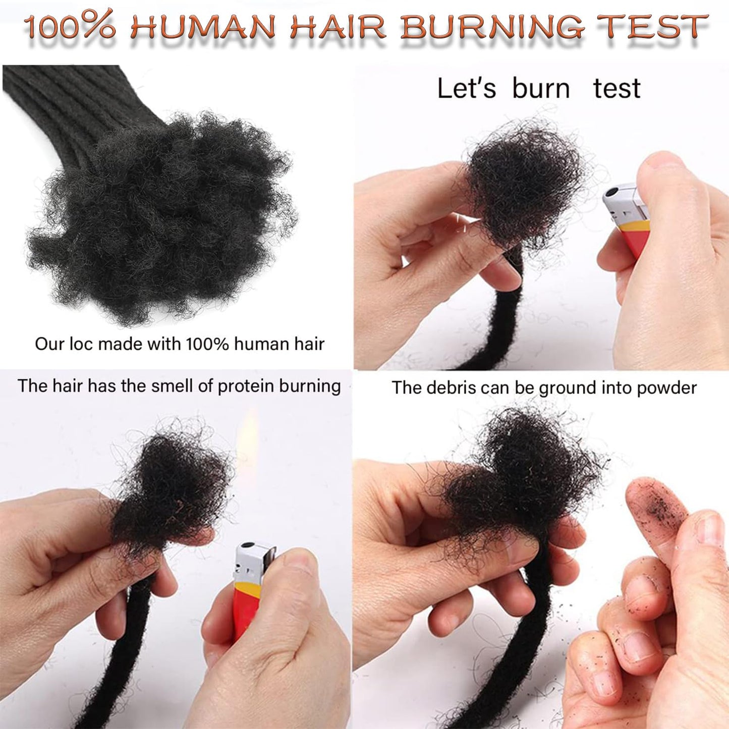 Locs Extension Human Hair 8 Inches 30 Str Dreadlock Extension 100% Full Handmade Locs Extension for Woman/Man/Kids 0.6cm Dreadlocs Human Hair Can be Curly and Dyed