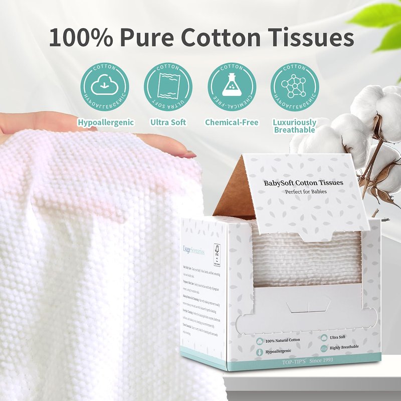Disposable Face Towel 4 Boxes, 100% Pure Cotton, Soft & Skin Friendly Face Towelettes Disposable, Makeup Remover Dry Wipe for Women Cleansing, Facial Towels Disposable, Facial Wash Cloth Travel