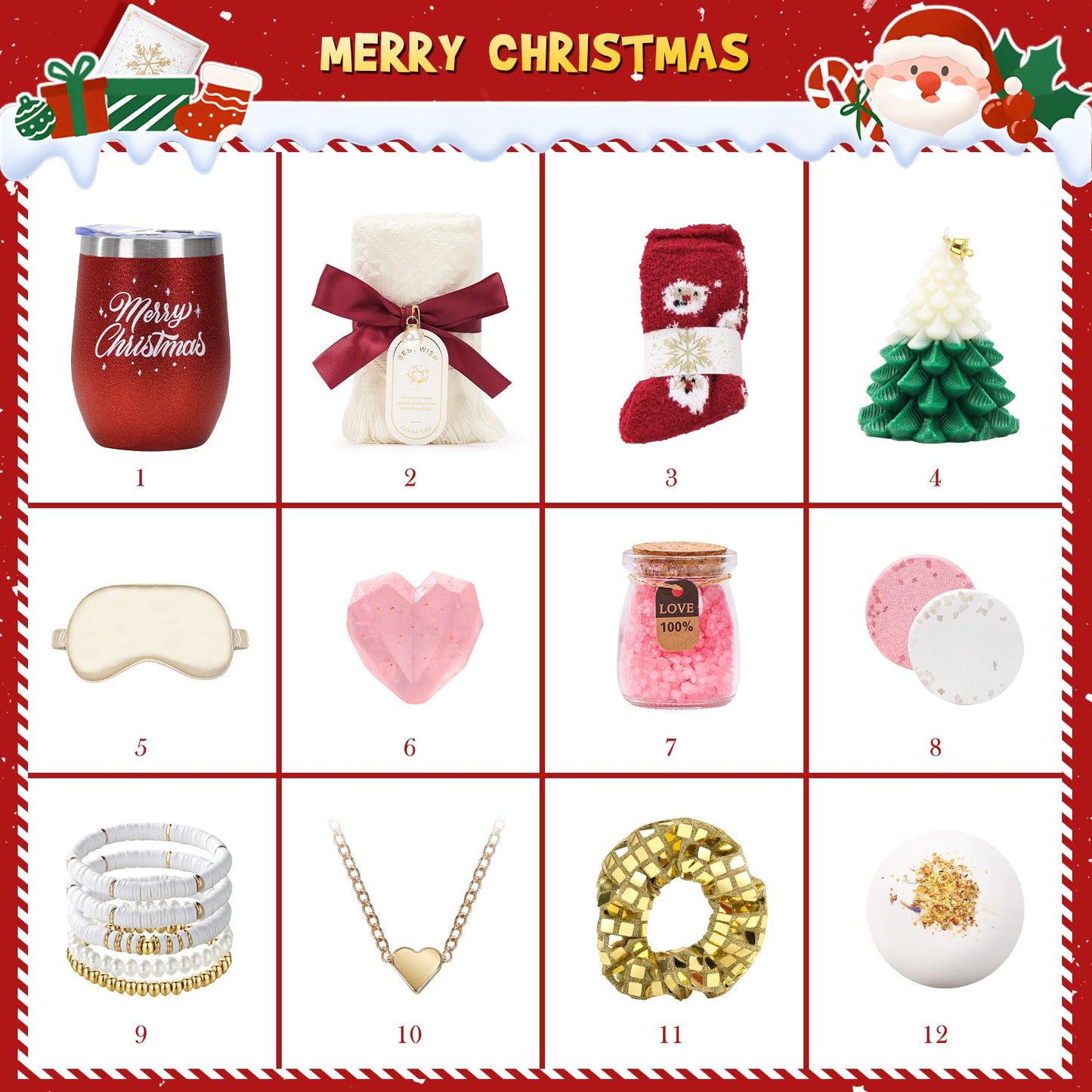 Joyliss Christmas Gift Baskets for Women, Christmas Advent Calendars 2025 for Adult Women and Teen Girls, Luxury Spa Self Care Christmas Gifts Basket Countdown Calendar for Mom Wife Girlfriend Green