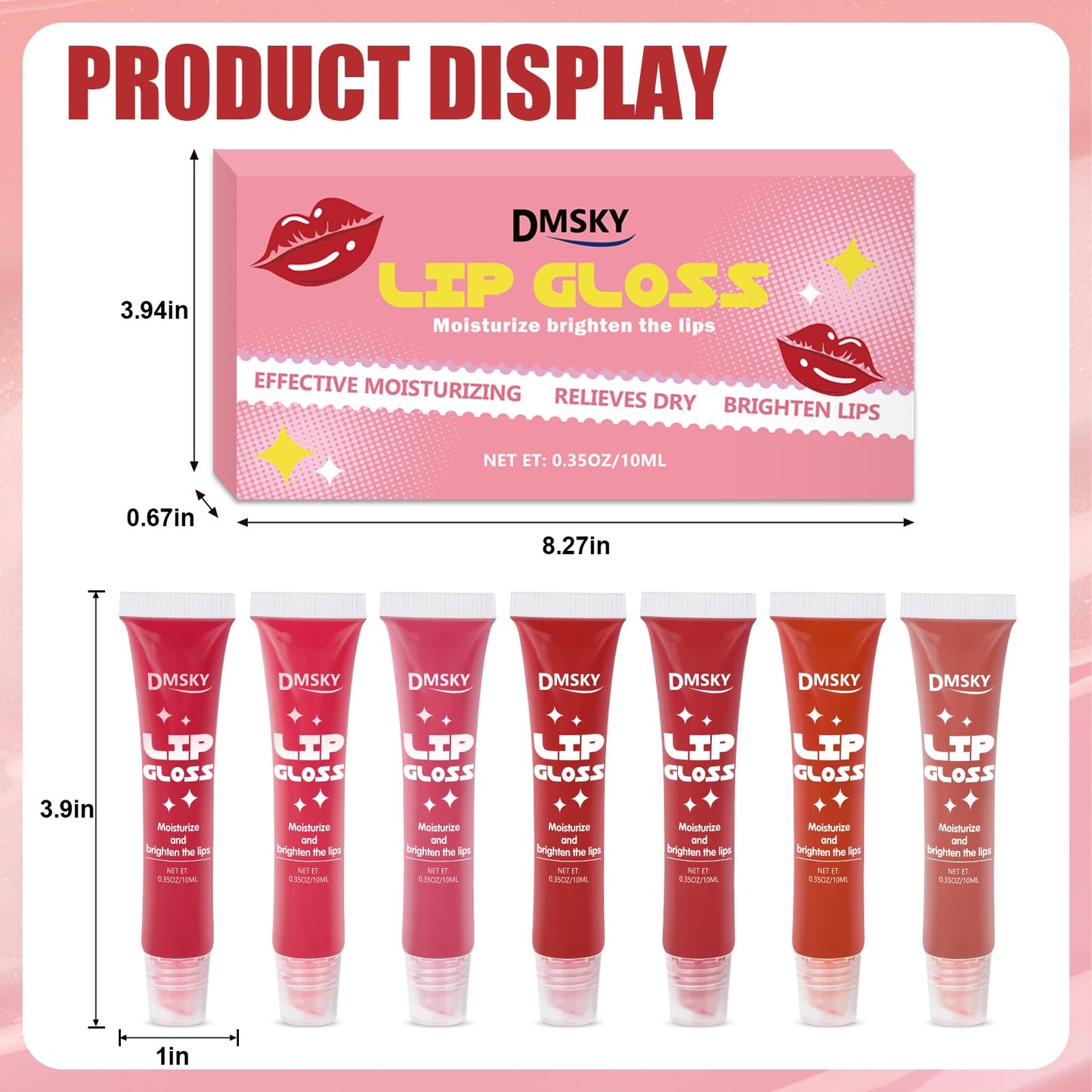 Dmsky Lip Gloss Set 12 Pack,12 Colors Lip Gloss for Women, Moisturizing Lip Gloss Bulk with Vitamin E for Dry Cracked Lips