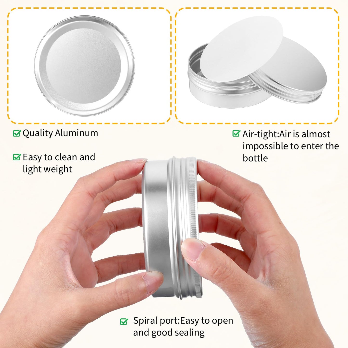 4 oz Tins with Lids, 30 Pack 4oz Tins Wide Mouth Aluminum Tin Cans, Durable Salve Containers Round Metal Tin with Lid,Candles or Salve(Silver)