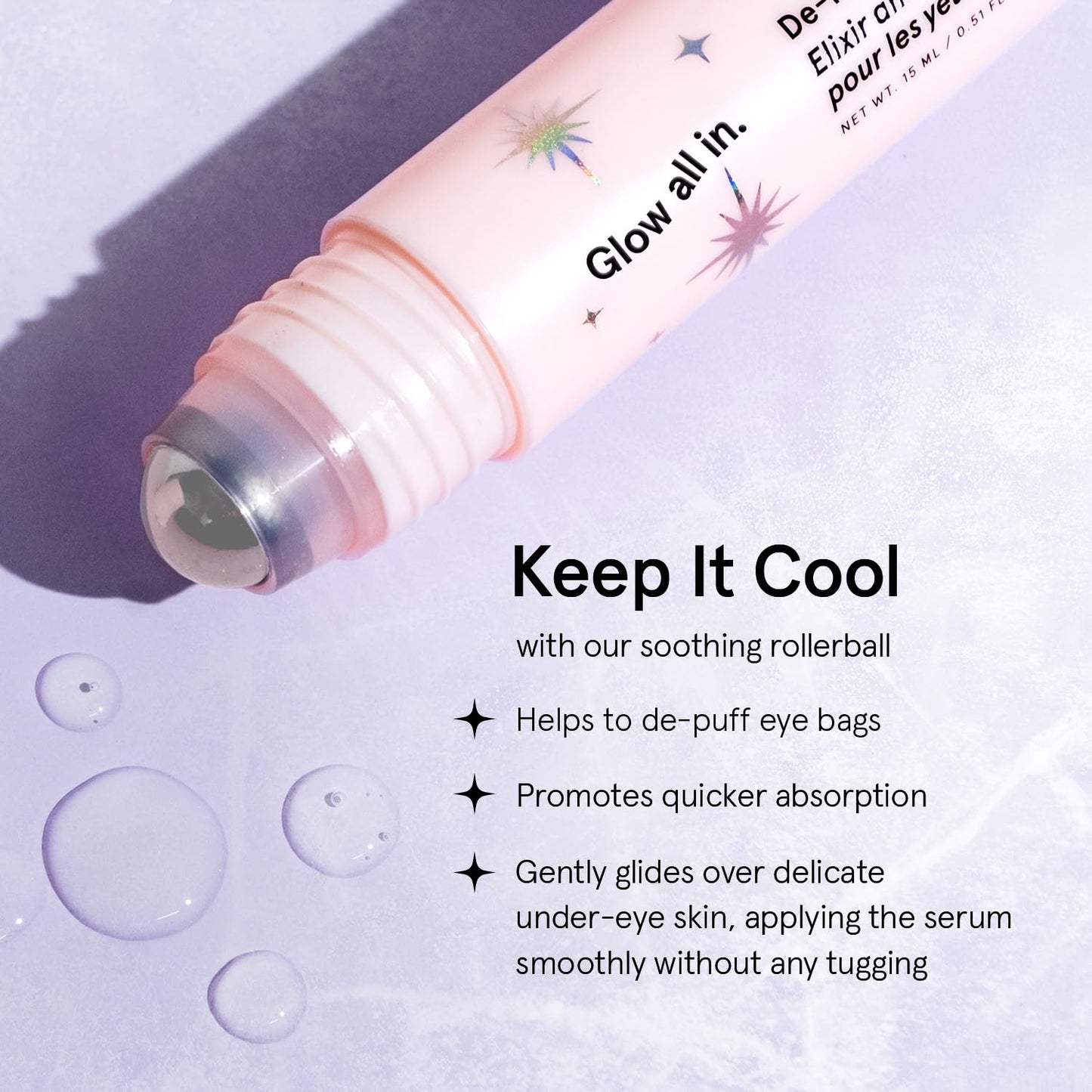 Under Eye Brightener Roller - Retinol & Caffeine Serum for Puffiness, Dark Circles - Travel Size (15ml)