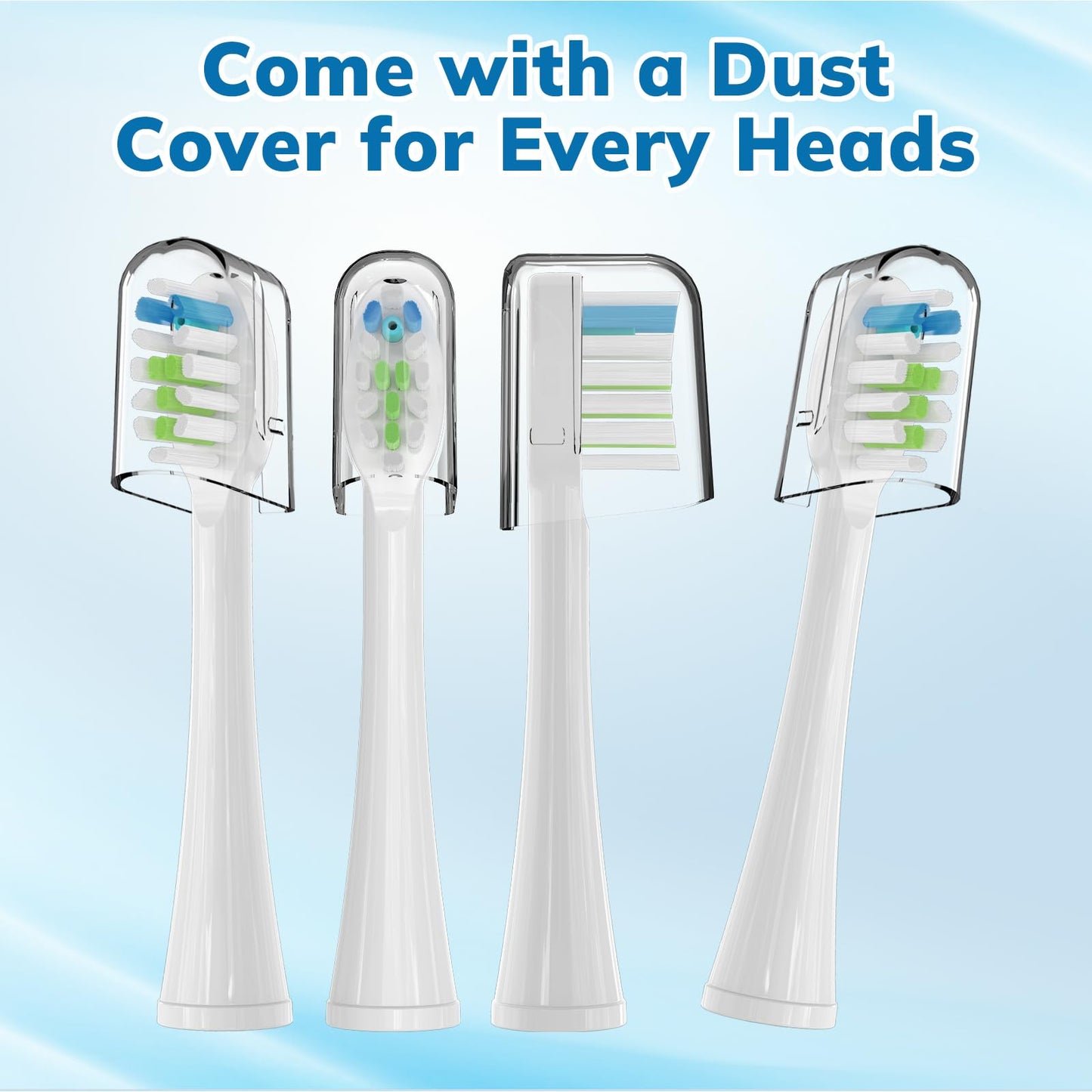 6 Pack Replacement Replacement Brush Heads for 𝗪𝗮𝘁𝗲𝗿𝗽𝗶𝗸 𝐒𝐨𝐧𝐢𝐜-𝐅𝐮𝐬𝐢𝐨𝐧 Flossing Toothbrush Compatible with Sonic Fusion SF01/SF02 and Sonic Fusion 2.0 SF03/SF04- White with Caps
