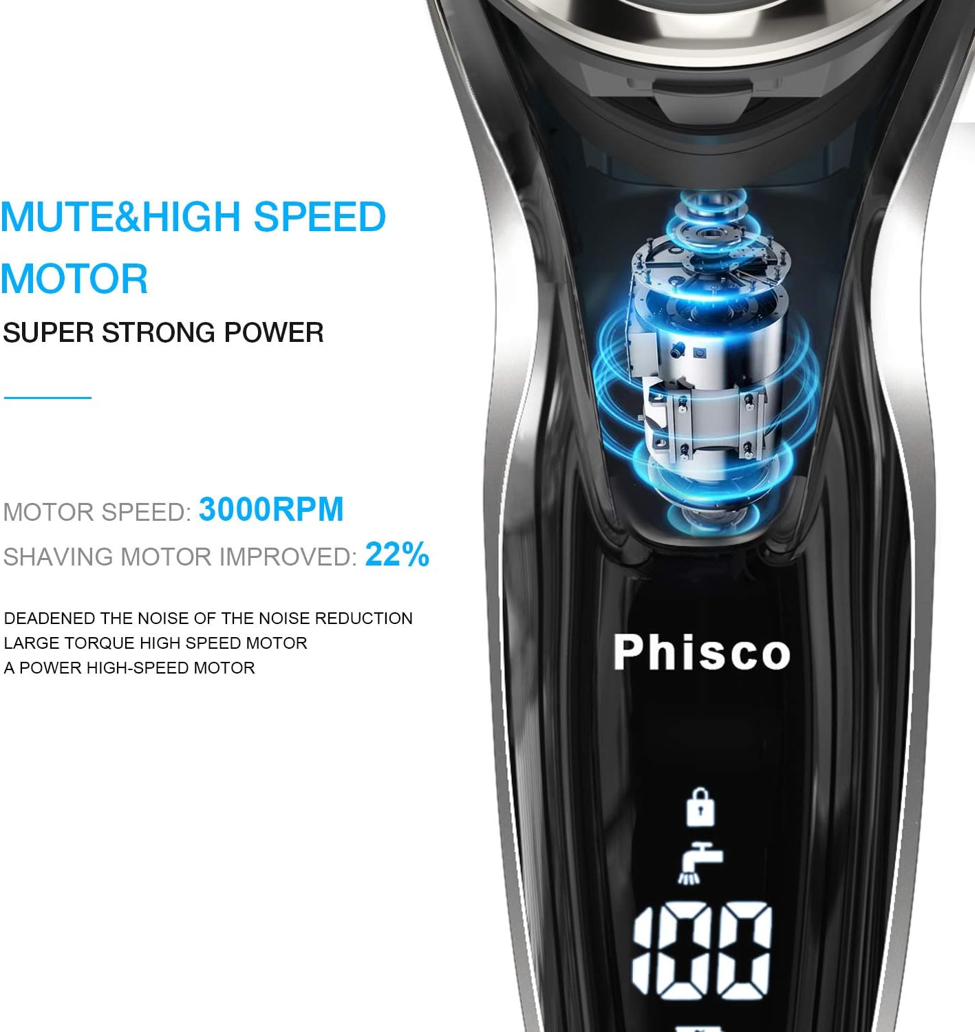 Electric Shaver for Men - Rechargeable Rotary Razor with Pop-Up Trimmer | Waterproof LED Display