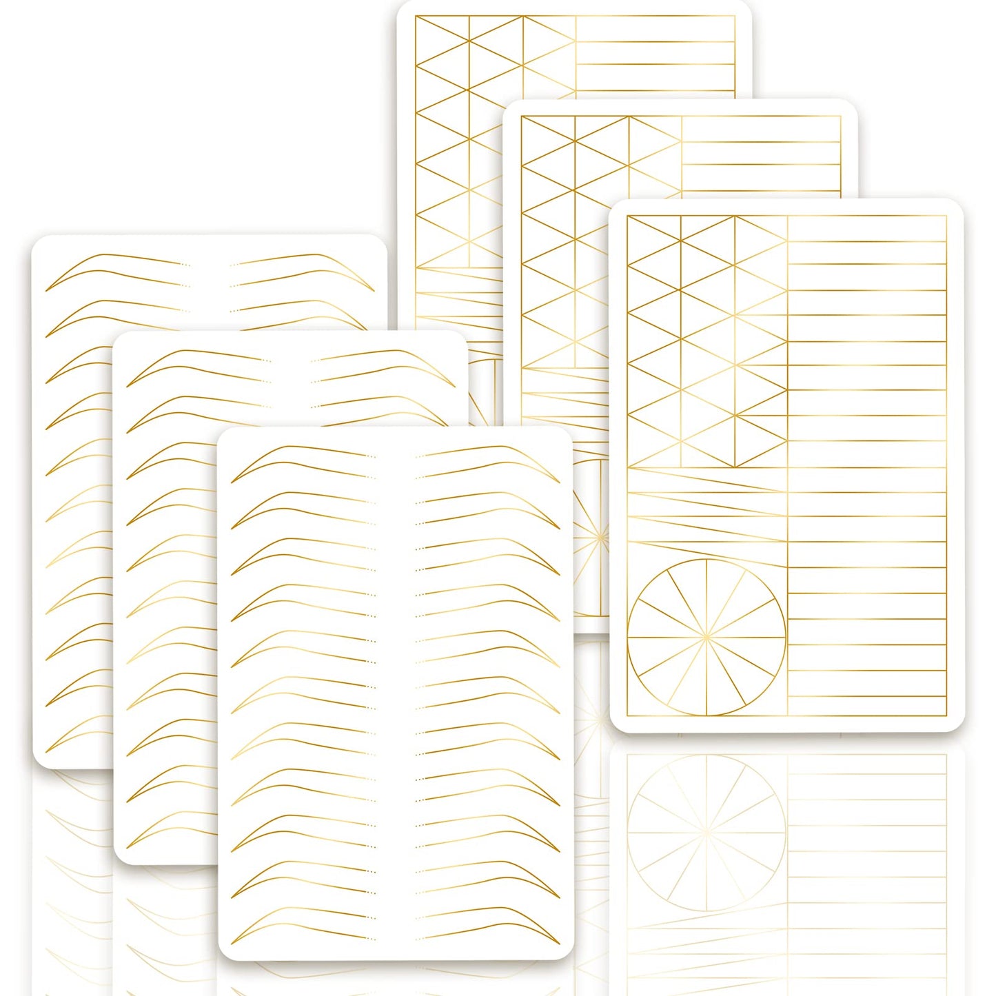 Guapa Silicone Eyebrow Practice Skin Ombre Powder Brows Fake Skin Sheet Double Sides Microblading Practice Skin for Tatto Artists and Beginners (3pcs White Brow Skin with Golden Outline)