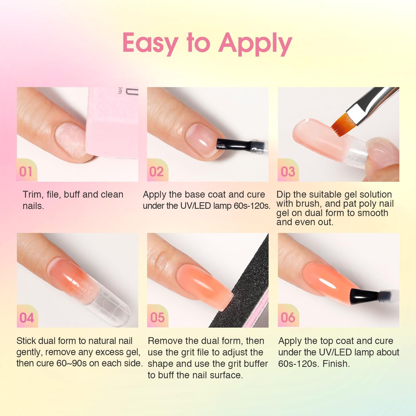 Poly Nail Gel Kit -20 Colors + 76 Nail Art Accessories ROSALIND Nude Clear Poly Nails Gel Kit Starter Kit with Slip Solution Nude Pink Nails Extensions with Mini UV Lamp