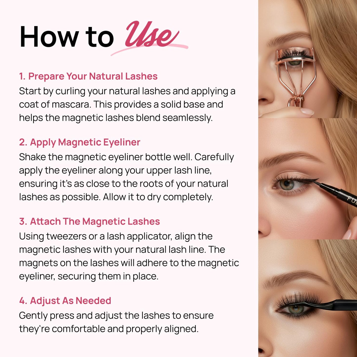 Full Out Glam Champion Charm Magnetic Lashes, Premium Reusable Magnetic Eyelashes, Refined Natural Look, No Glue Needed, Instant Application, Strong Performance Ready Hold, Contains One Set of Lashes