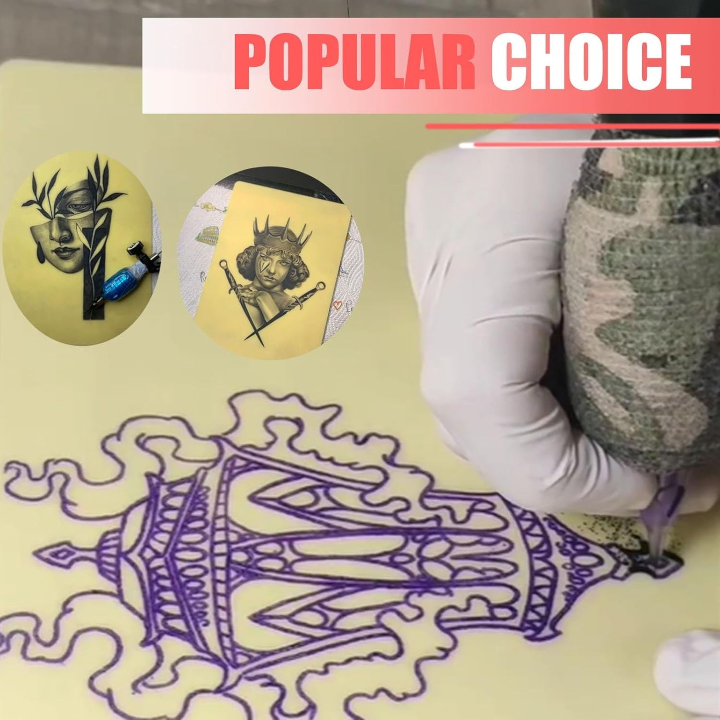 3MM Tattoo Fake Skin - 4PCS with 50PCS Tattoo Transfer Stencil Paper for Realistic Designs