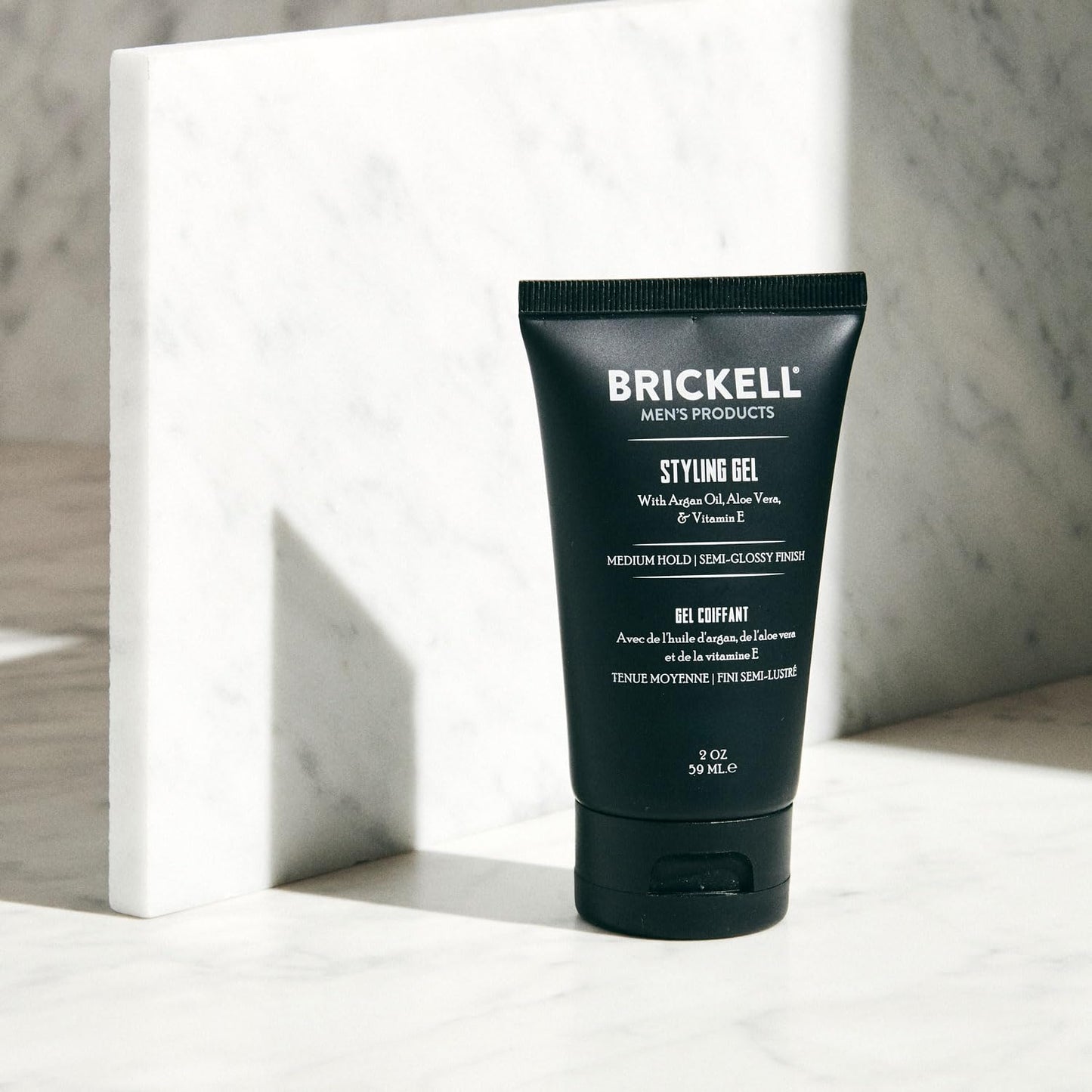 Brickell Men's Hair Styling Hair Gel For Men, All Day Hold for Glossy Style, With Argan Oil, Rosemary, and Peppermint Essential Oil, Scented, 2 Ounce