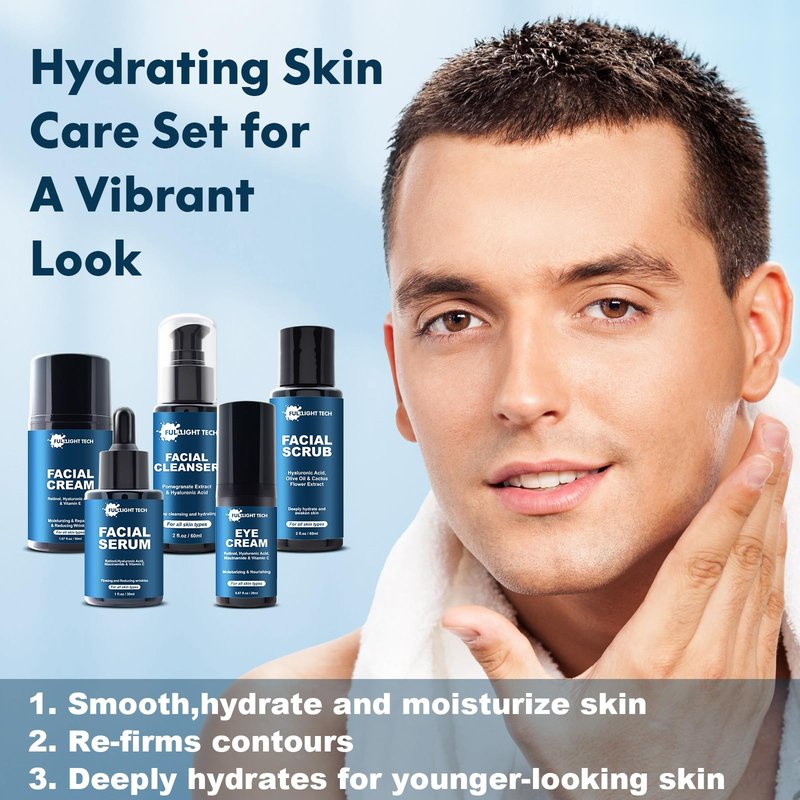 Fathers Day Dad Gift,Mens Skin Care,Anti-Aging Skincare for Men with Retinol & Hyaluronic Acid | Tightens, Firms & Hydrates Skin | Complete Facial Care Routine Kit Birthday Gift for Husband Boyfriend
