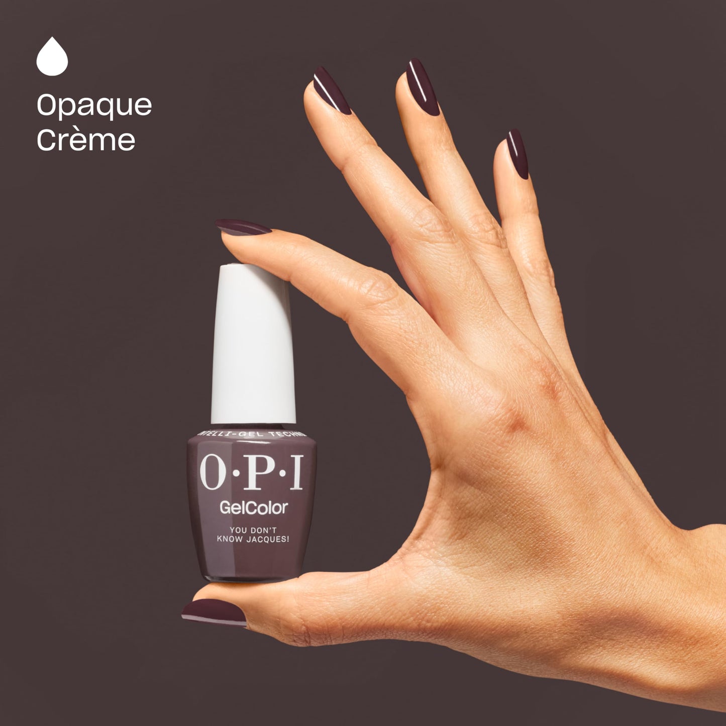 OPI GelColor You Don't Know Jacques! | Opaque Dark Taupe Brown Crème LED Cure Gel Nail Polish | Salon-Quality Shine, Long-Lasting Wear | Vegan & HEMA Free | 0.5 Fl Oz