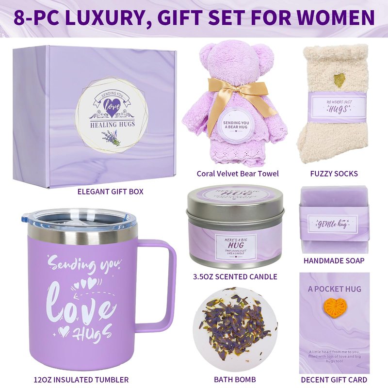 Valentines Day Gifts for Her - Romantic Self Care & Spa Gift Basket for Wife, Girlfriend, Women - Relaxation Recovery Care Package for Mom, Friend, Sister - Birthday, Thinking of You Gift Box