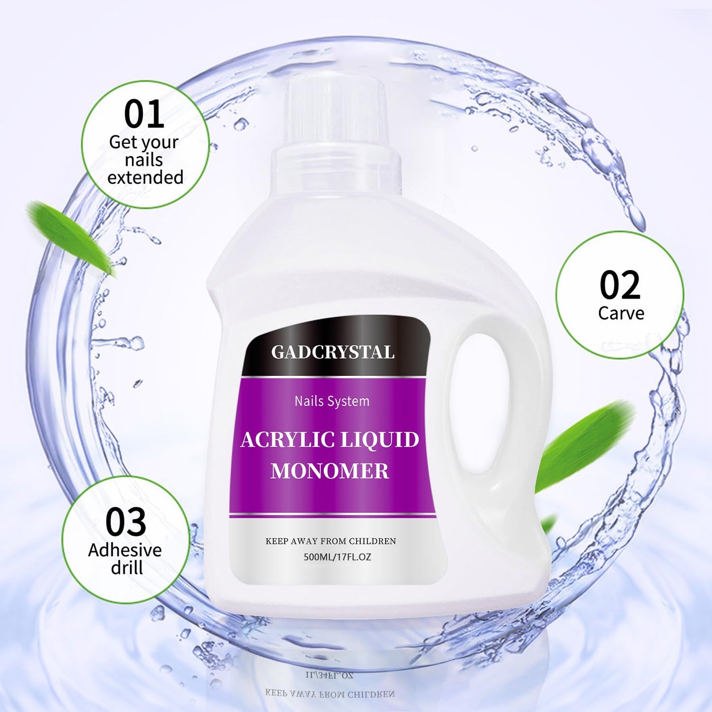 Gadcrystal Monomer Acrylic Nail Liquid,Nail Acrylic Liquid 500ml/17fl.oz,Acrylic Liquid for Nails,Acrylic Liquid Monomer,Acrylic Liquid for Acrylic Powder Nails Extension for Nail Art