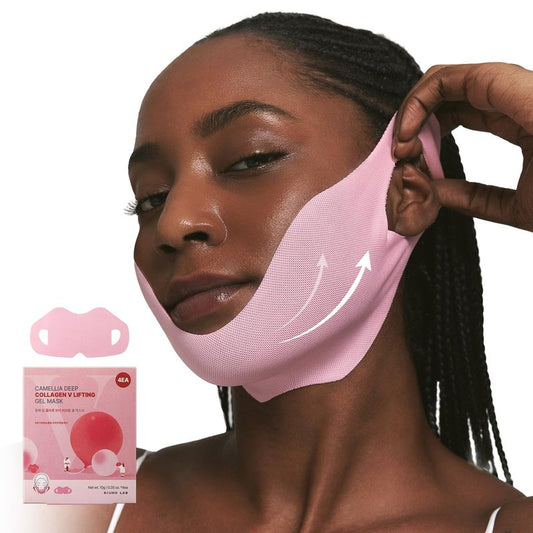 ROUND LAB Camellia Deep Collagen V Lifting Gel Mask 14ea | Double-chin Turkey Neck Instant Face Lifting Mask, Cooling and Depuffing Face Toning Belt, Firming Sagging Skin, Korean Skin Care, 10g/0.35oz