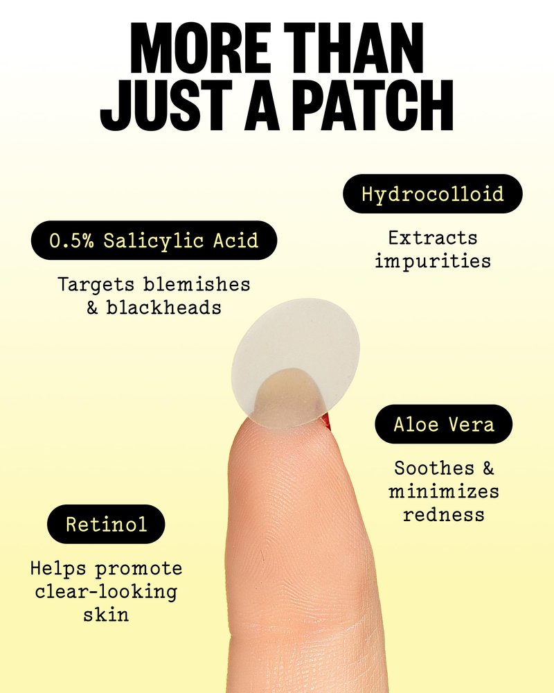 PEACE OUT Acne Day Dot Sheer Hydrocolloid Pimple Patches, Invisible Acne Spot Patches with Encapsulated Salicylic Acid, Retinol, and Aloe Vera (40 count)