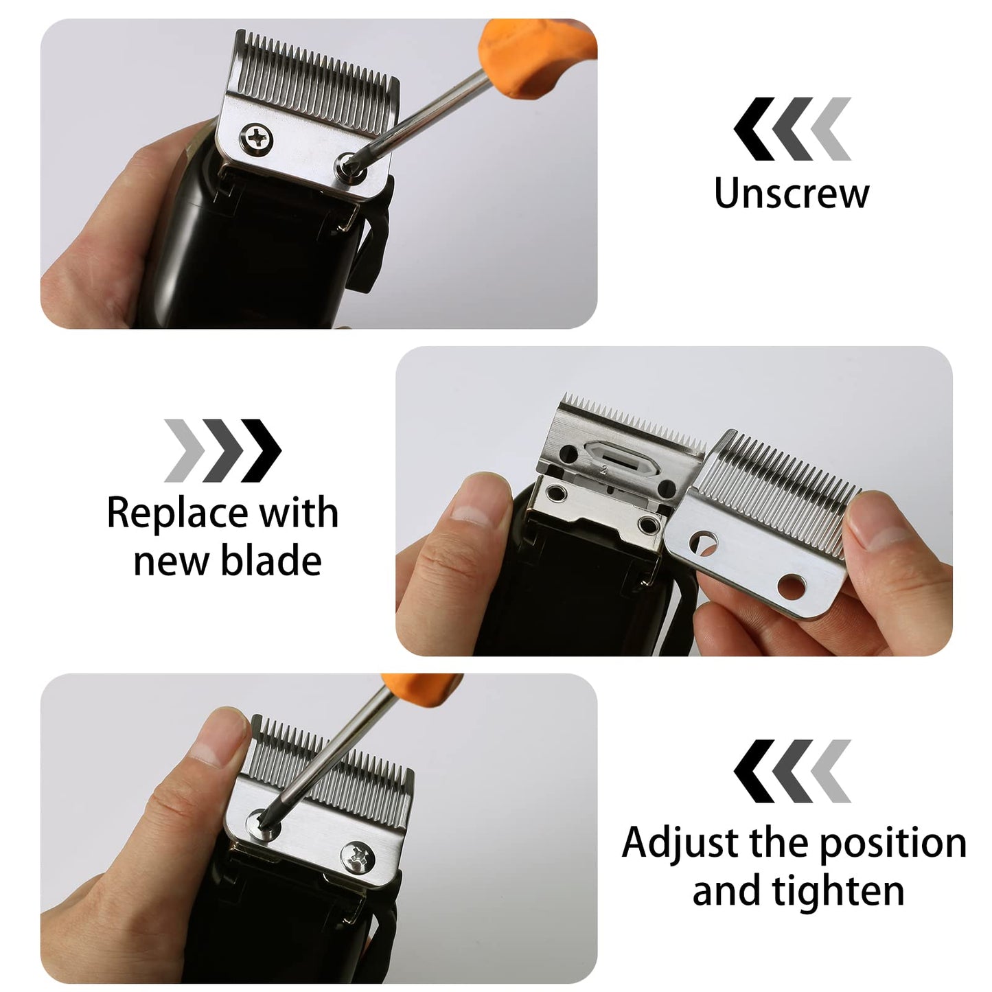 Amorka FX801R Replacement Blades for FX870 Clippers, Replacement Clipper Blades Compatible with Barberology FX870/FXF880/FX810/FX825/FX673N, Silver