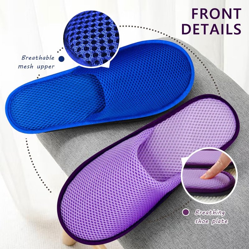 GONG GONG 6-8 Pairs Mash Cloth Disposable Slippers, Machine Washed & Reused, Closed Toe Crystal Velvet Slipper for Guest, Bathroom, House, Hotel, Party, SPA (2Yellow+2Pink+2Blue+2Purple, Adult, Women, 9.5, Numeric, US Footwear Size System, Medium)
