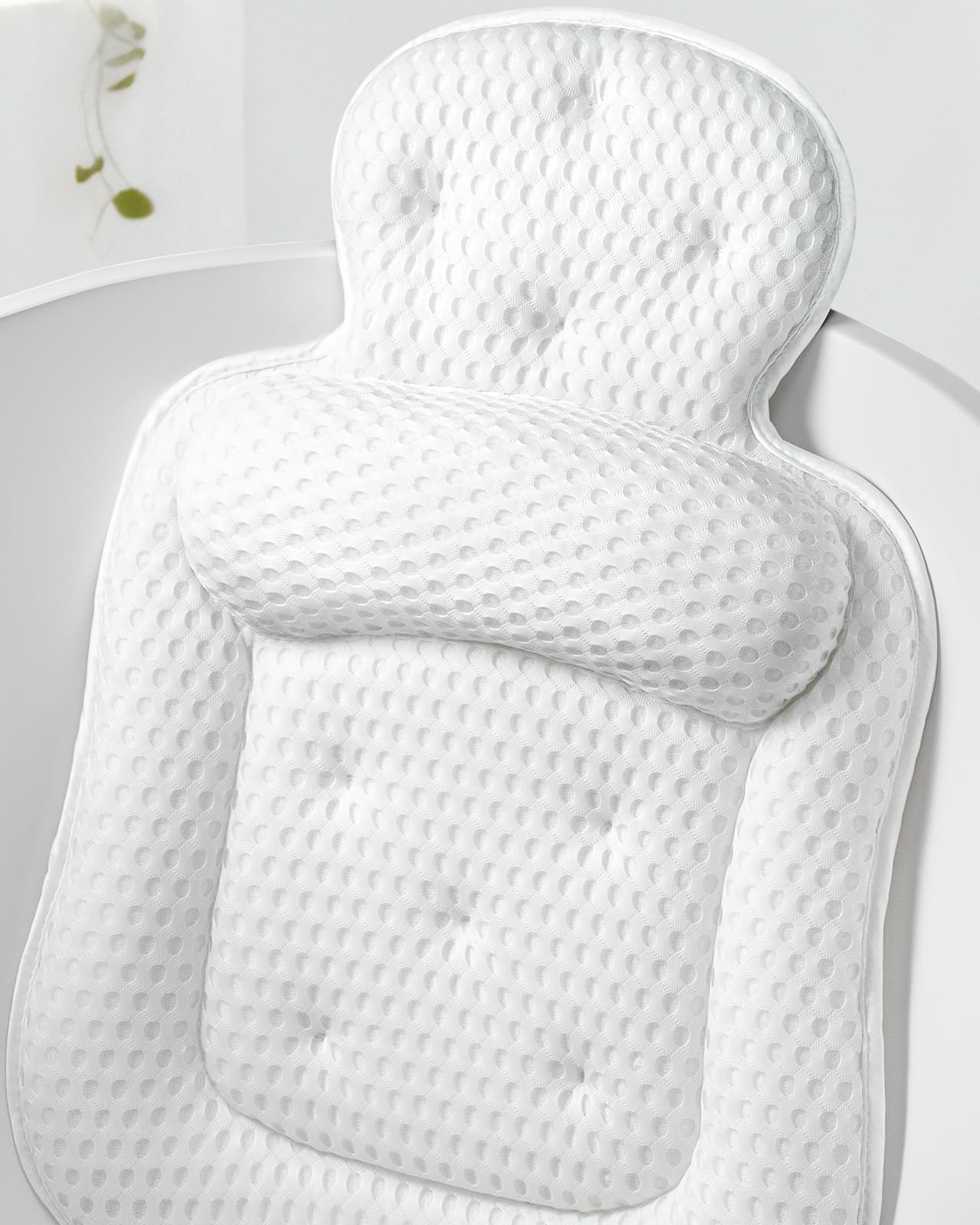 Bath Pillows for Tub, Comfortable Bathtub Cushion for Head and Neck with Soft 3D Mesh Fabric and 54 Non-Slip Suction Cups, Relaxing Tub and Shower Accessories Spa Gift White Extra Thick