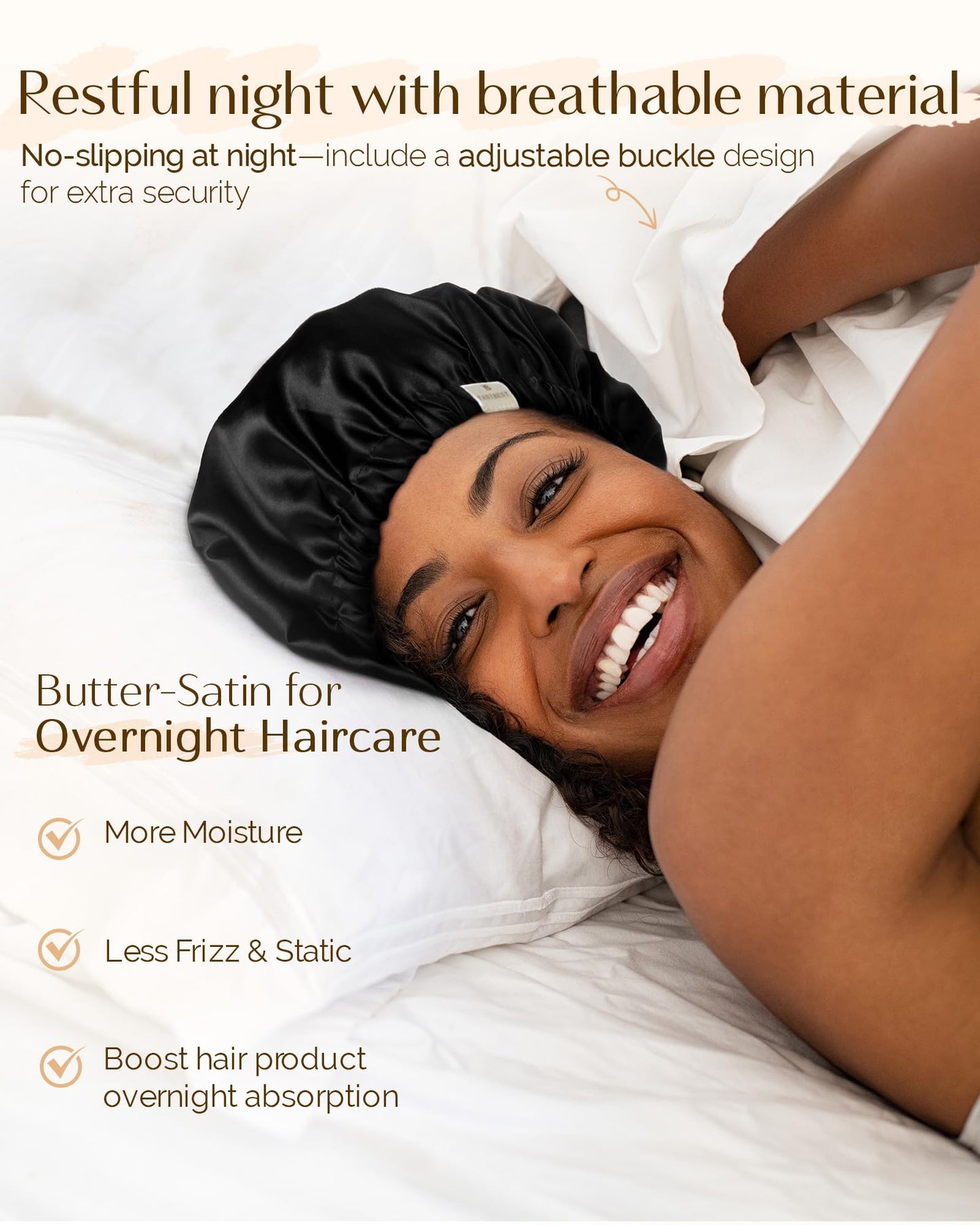 YANIBEST Satin Bonnet for Sleeping Women Men, Adjustable Hair Bonnet