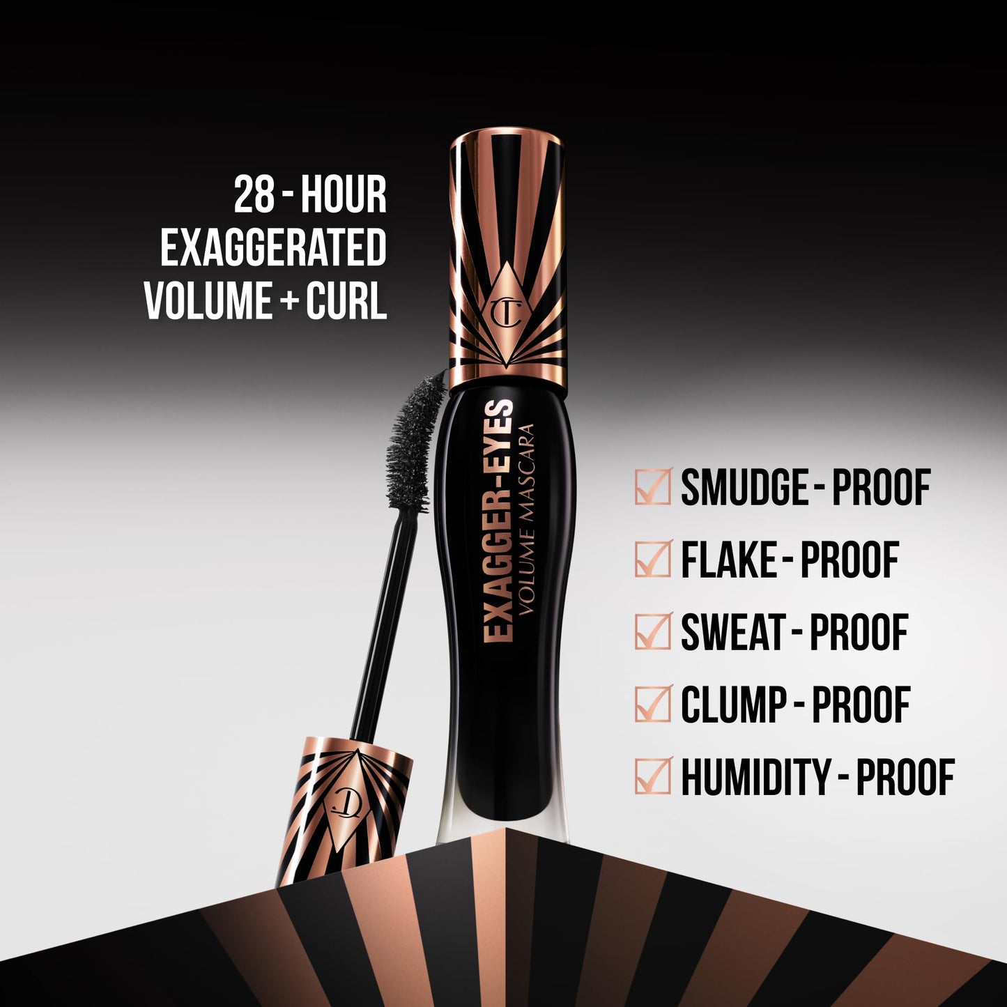 Charlotte Tilbury Exagger-Eyes Instant Volume Mascara Makeup – Volumizing, Lengthening, No-Clump Mascara with 28-Hour Smudge-Proof & Flake-Proof Wear – All Day Wear Formula