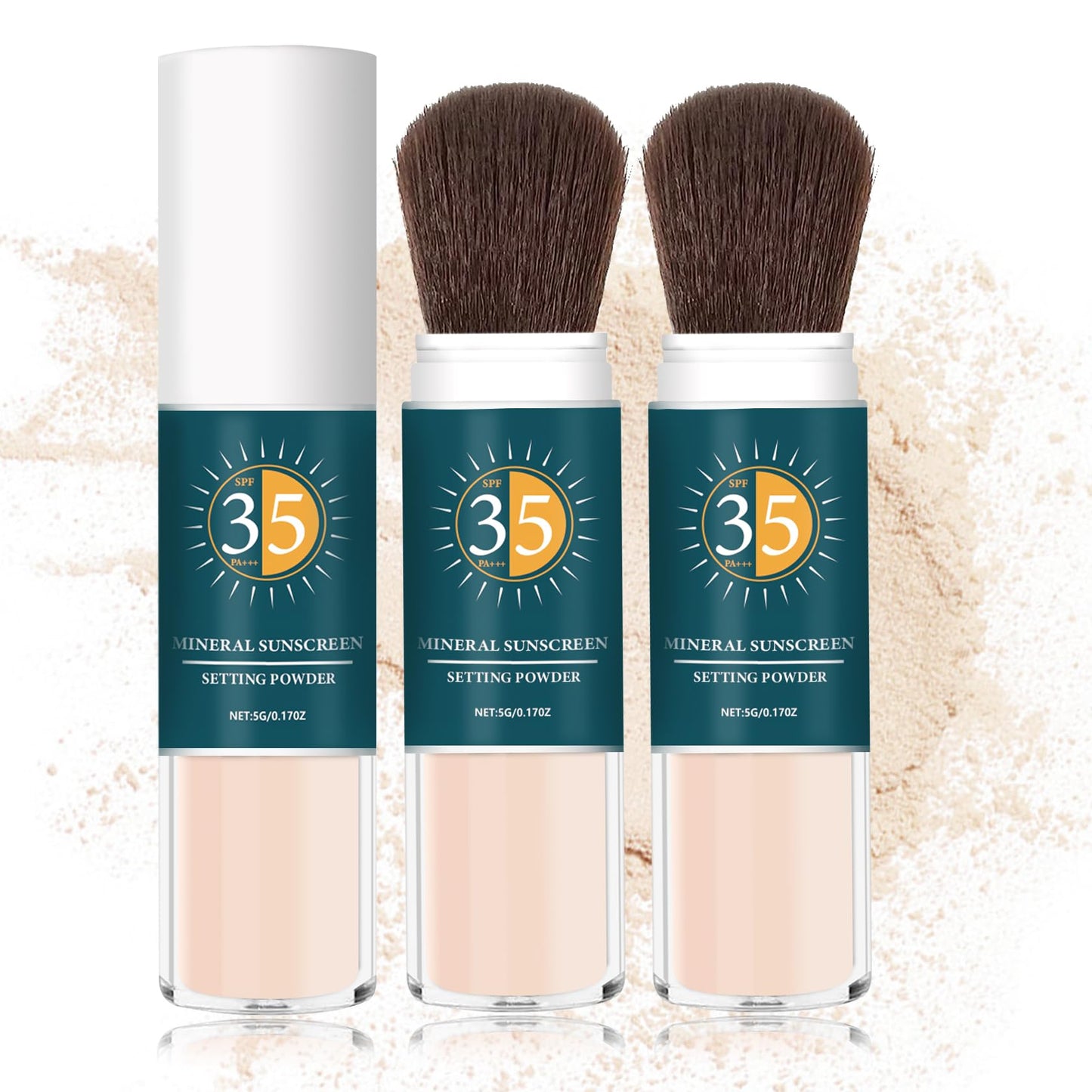 QIUFSSE 2PCS Mineral Sunscreen Powder SPF Powder for Face - 01 Translucent