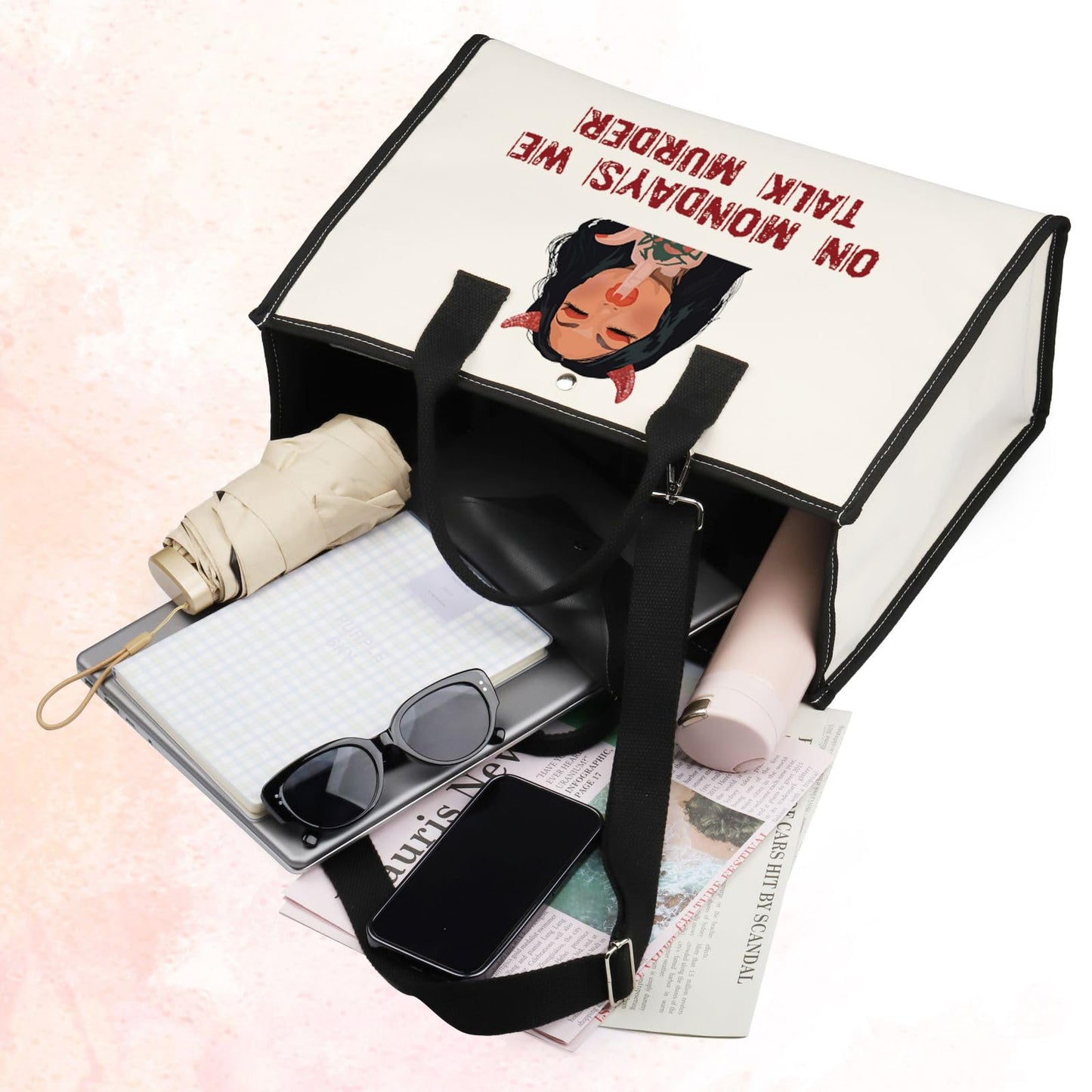 BWWKTOP Bailey Cosmetic Makeup Bag Bailey Fans Gifts On Mondays We Talk Murder Zipper Pouch Bag For Murder Show Lovers (TALK MURDER BG)