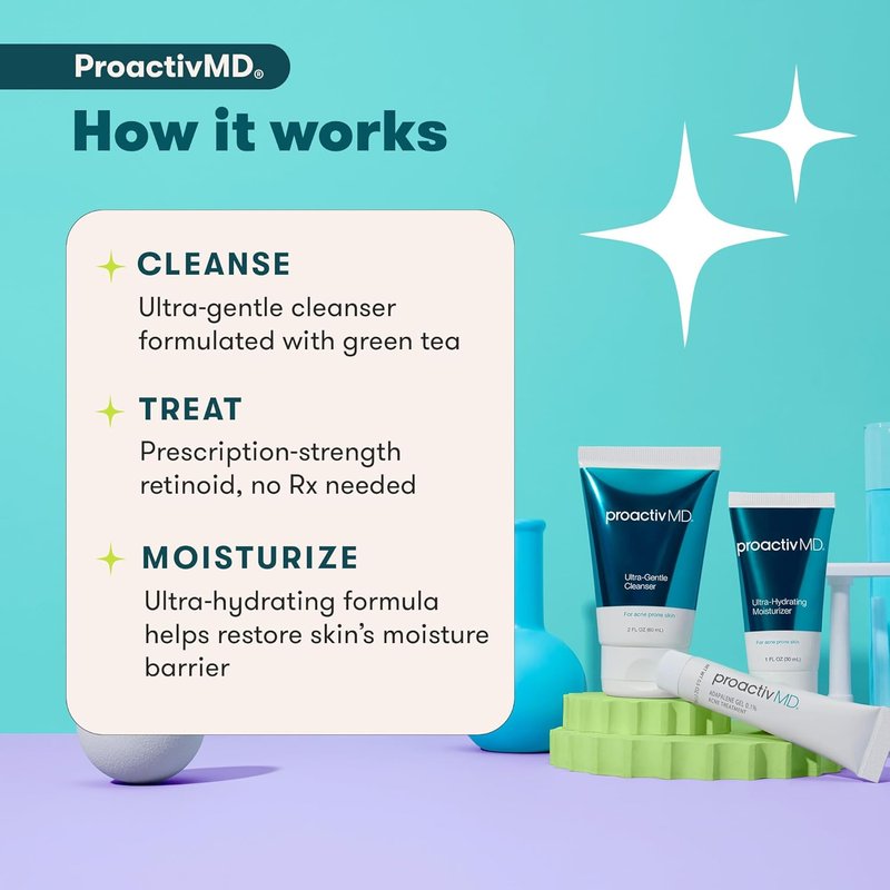 Proactiv MD Acne Treatment Kit - 3-Step Routine with Ultra-Gentle Cleanser, Adapalene Gel & Moisturizer | 30-Day Supply