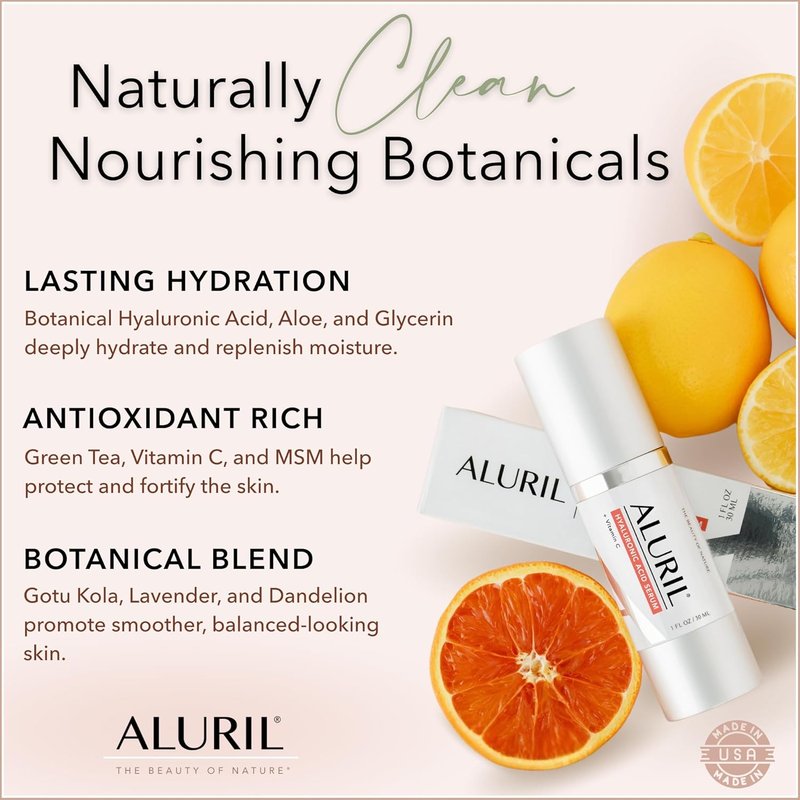 Hyaluronic Acid Serum with Vitamin C - Hydrating Moisturizer for Plump Skin & Dark Spot Reduction | 1 fl oz