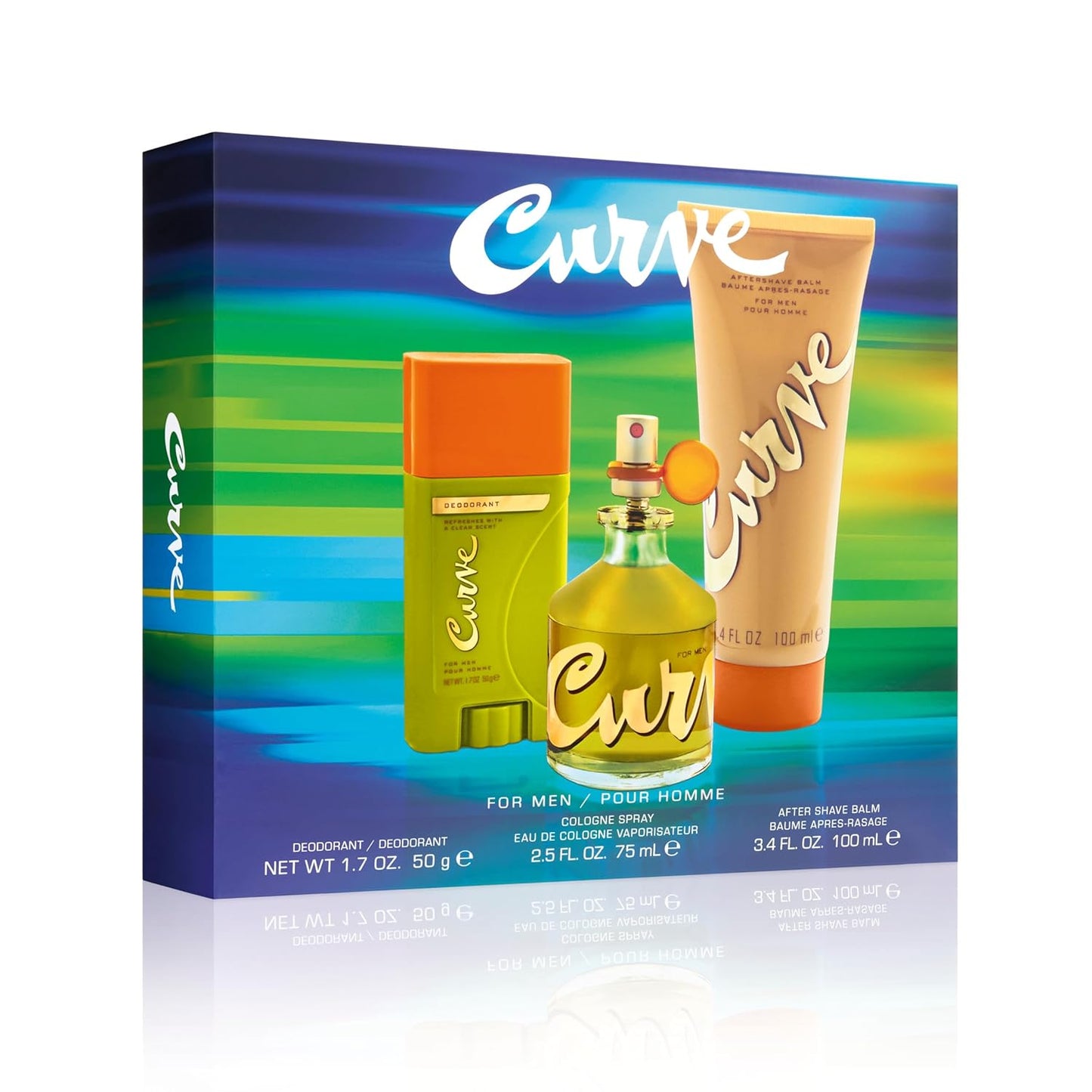 Curve for Men Fragrance Gift Set - Cologne, Deodorant & Aftershave Balm | Spicy Woody Scent, 2.5 fl oz
