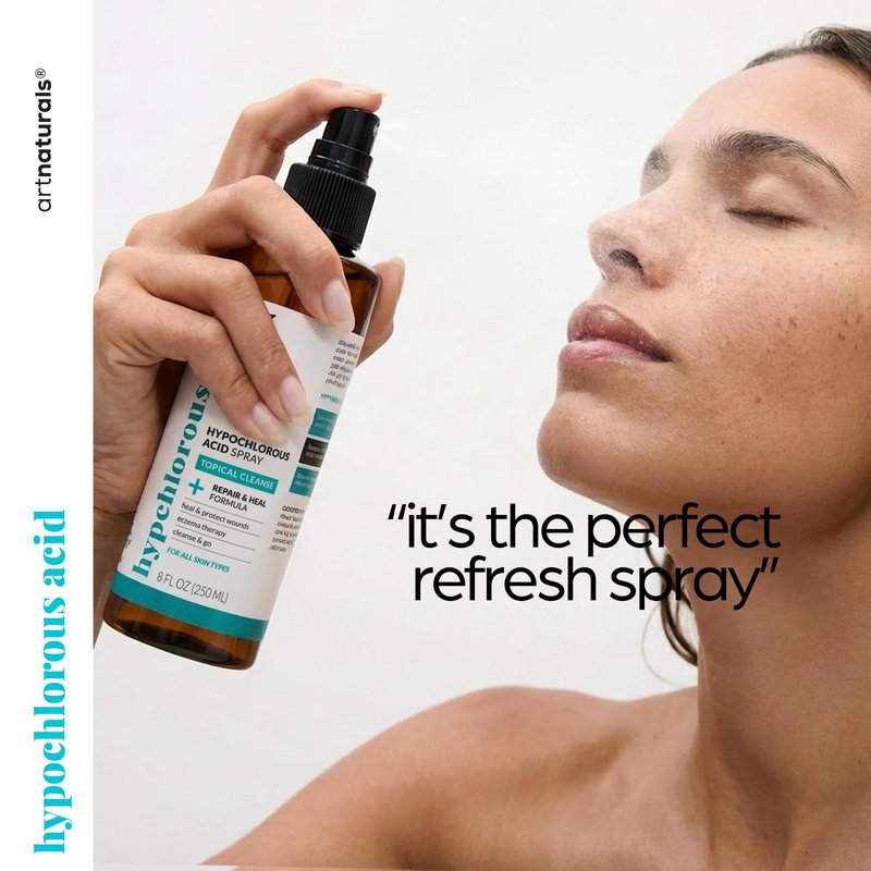 Artnaturals Hypochlorous Acid Face & Skin Spray – Gentle Daily Facial Mist, pH-Balanced, Fragrance-Free, Soothing Cleanser for Sensitive Skin – 8 fl oz
