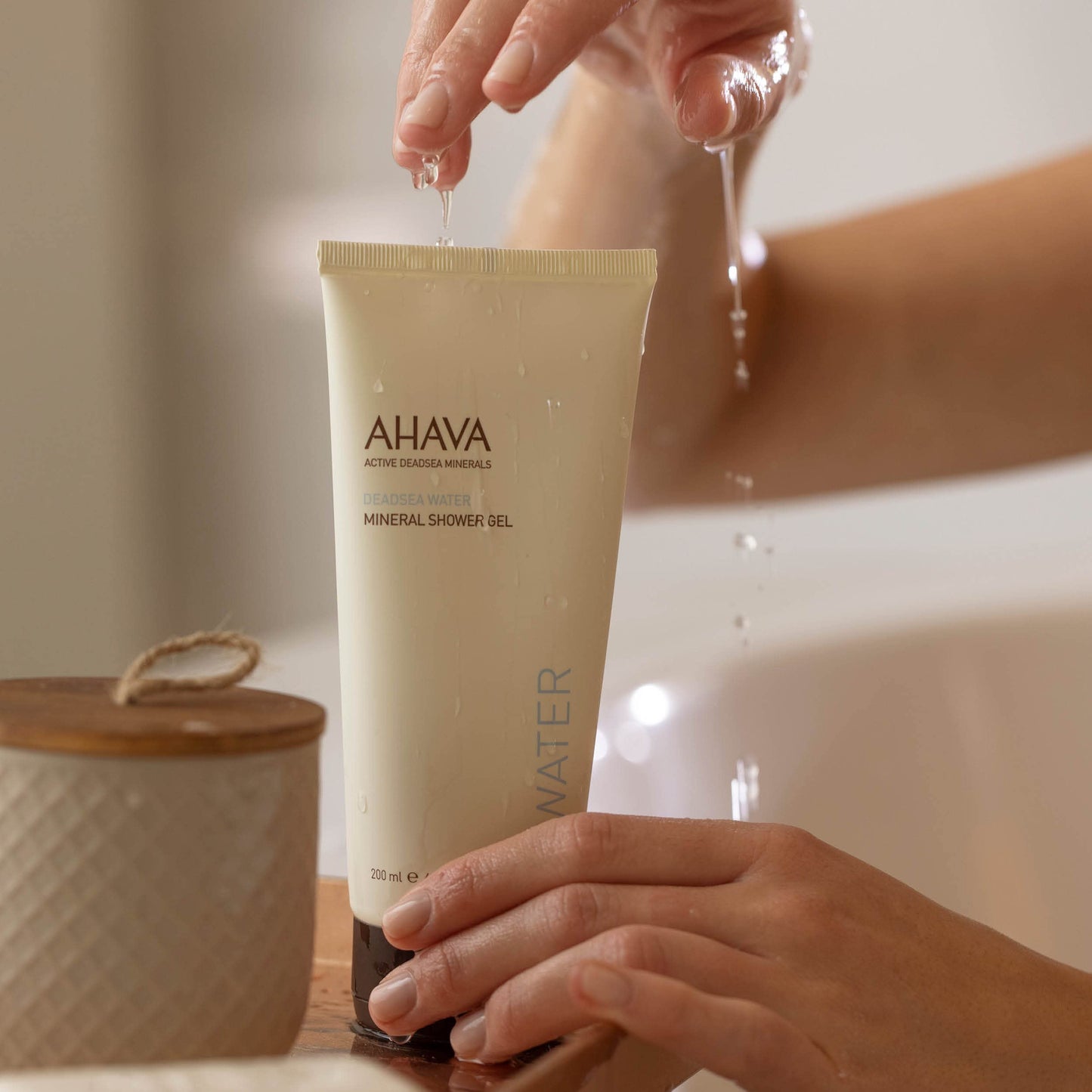 AHAVA Dead Sea Water Mineral Shower Gel, Original - Refreshes & Relaxes, Washes Away Dirts & Impurities, Enriched with Exclusive Mineral Blend of Dead Sea, Osmoter & Zinc, 6.8 Fl.Oz