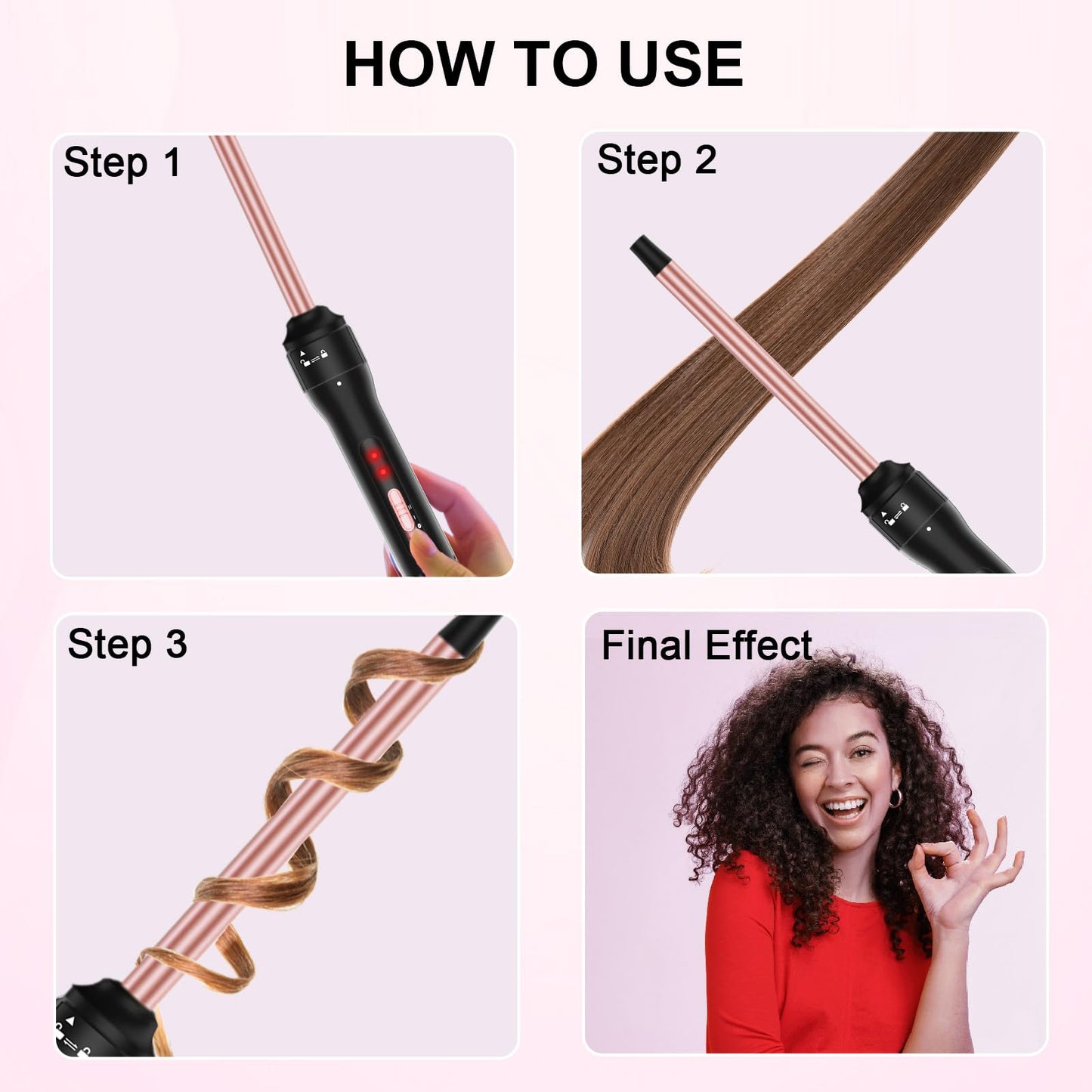 Professional 1/2 Inch Curling Iron, Tiny Curling Wand for Short & Long Hair, Ceramic Small Curling Iron Wand with 2 Temperature, Include Heat Protective Glove, Holiday Birthday Gifts for Women Girl