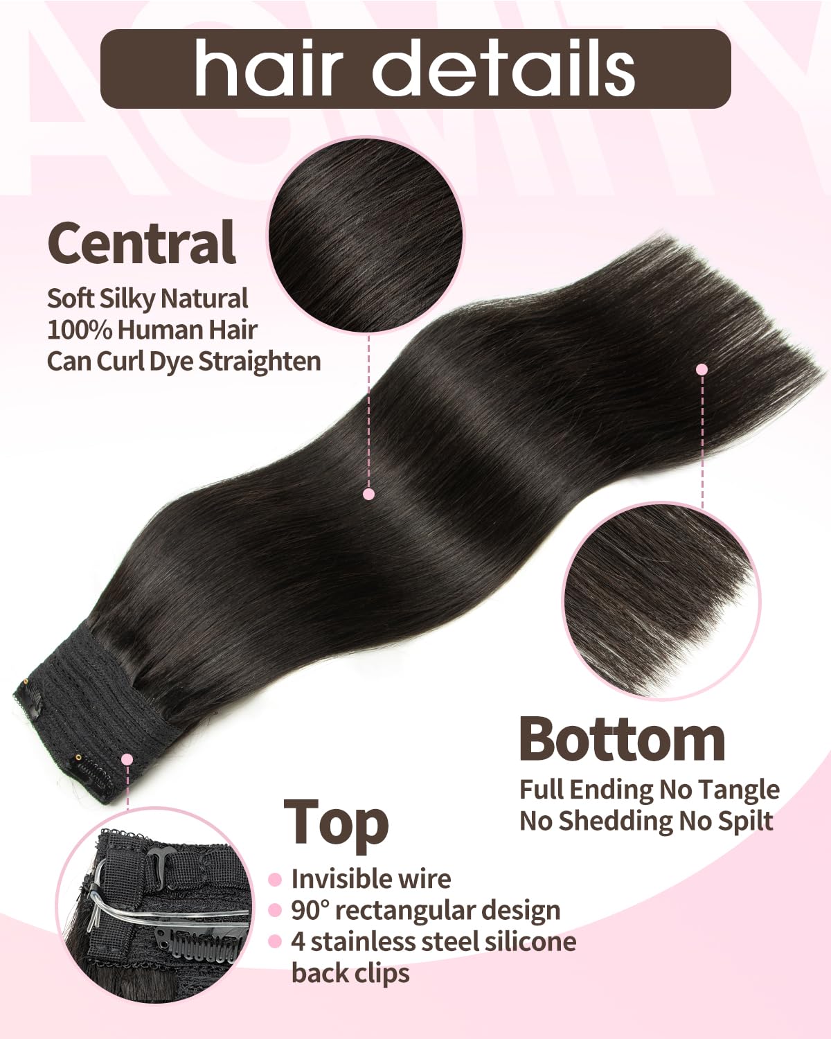 AGMITY Wire Hair Extensions Real Human Hair Jet Black 14 Inch 70g invisible Removable Thick Straight Fishing Line Remy Wire Hair Extensions for Women(14 Inch #1 Jet Black）