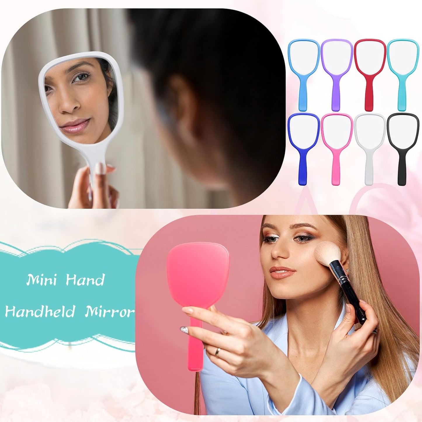 Handheld Mirror Set - 50 Pcs Small Portable Makeup Mirrors | 3.15" Wide, 7.09" Long, 8 Colors