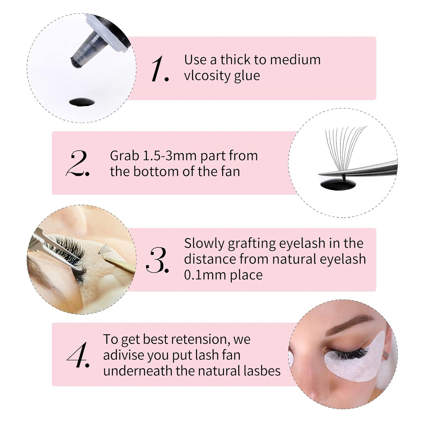 FADLASH 10D Premade Volume Eyelash Extensions - D Curl Mixed Tray, Thin Base, 9-16mm Lengths