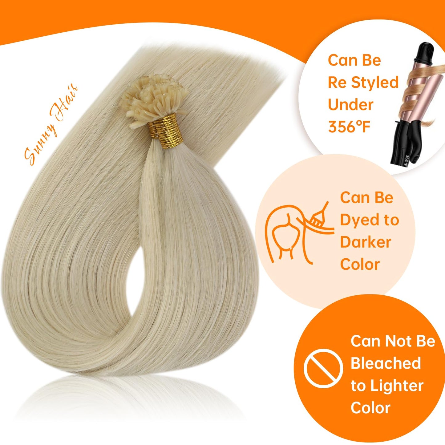 Sunny Hair U Tip Hair Extensions Human Hair, Blonde, 18 Inch 50G Soft Keratin Tips, Invisible Ktips, Easy to Maintain, Natural Shine, for Women, Adds Volume for Wedding
